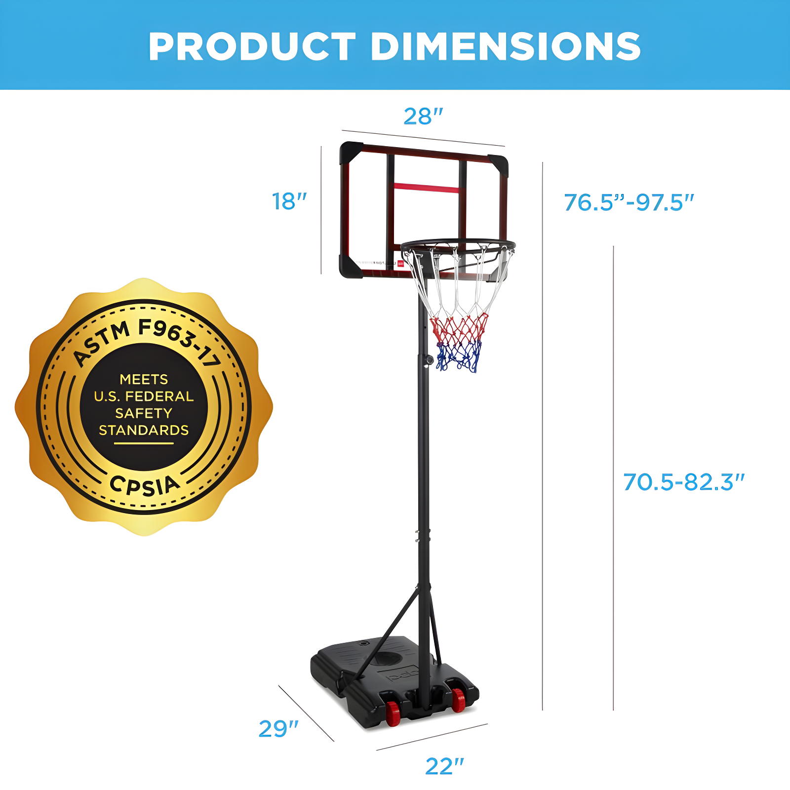 Best Choice Products Kids Height-Adjustable Basketball Hoop, Portable Backboard System w/ 2 Wheels - Red/White