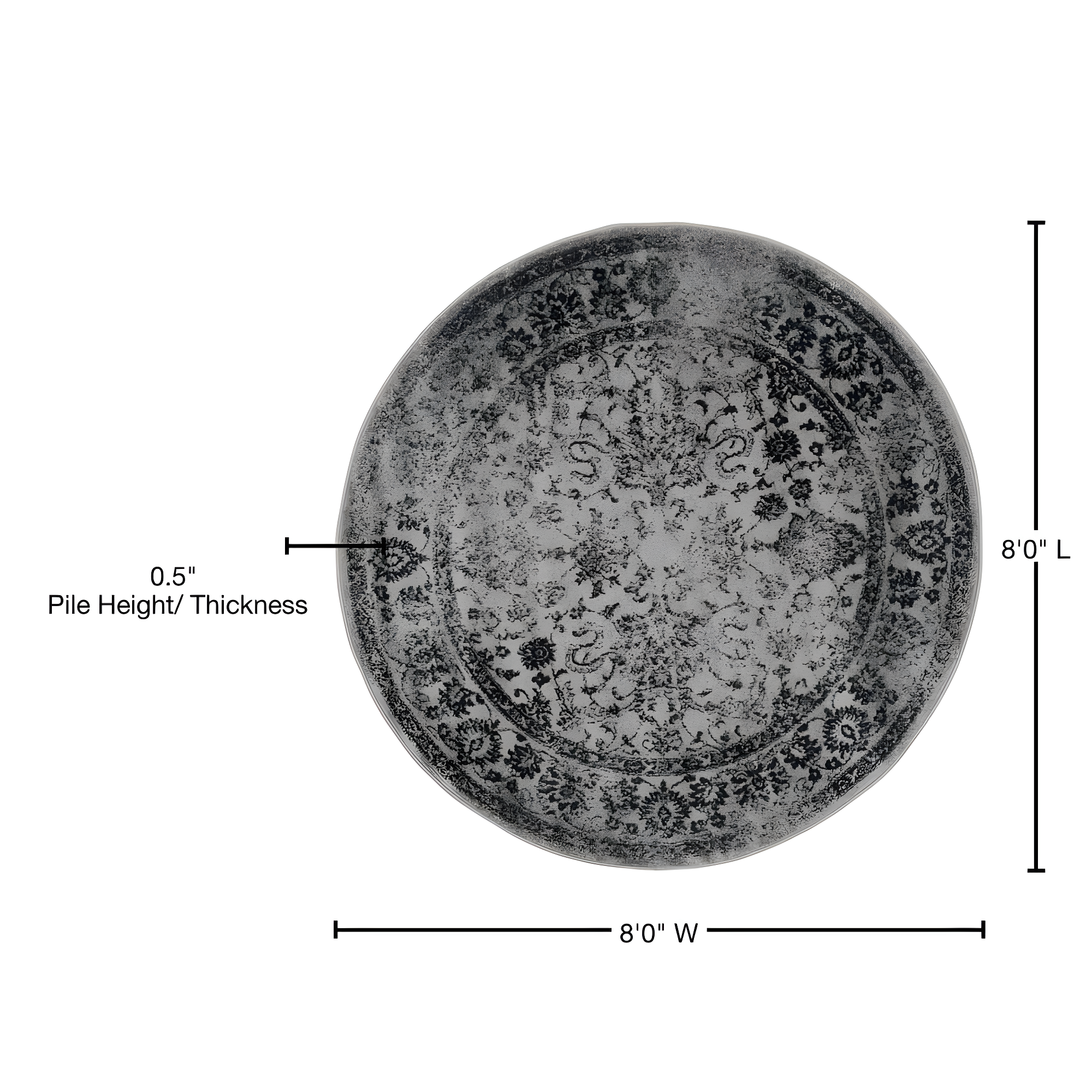 Adirondack ADR109 Machine Made Indoor Area Rug - Grey/Black - 8' Round - Safavieh