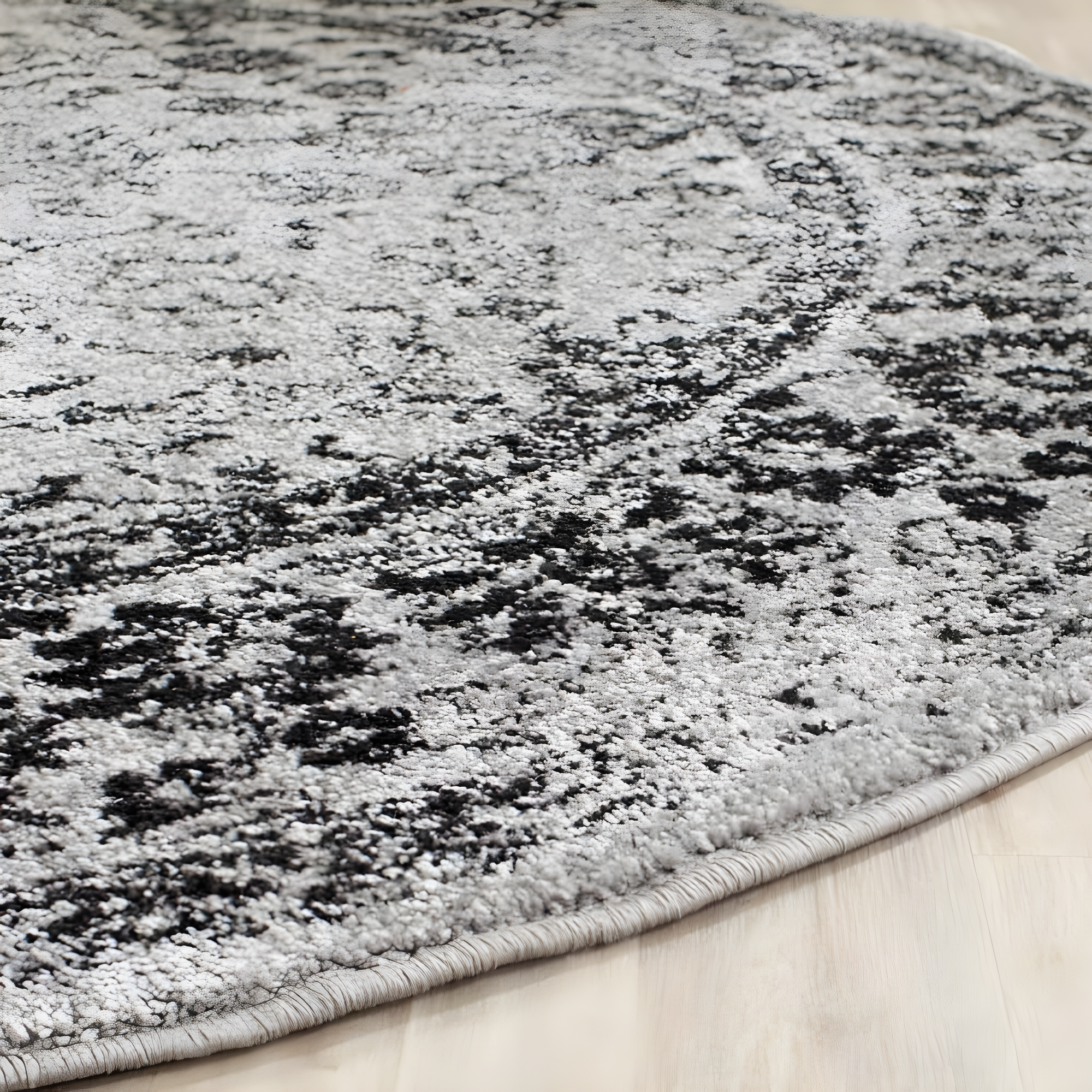 Adirondack ADR109 Machine Made Indoor Area Rug - Grey/Black - 8' Round - Safavieh