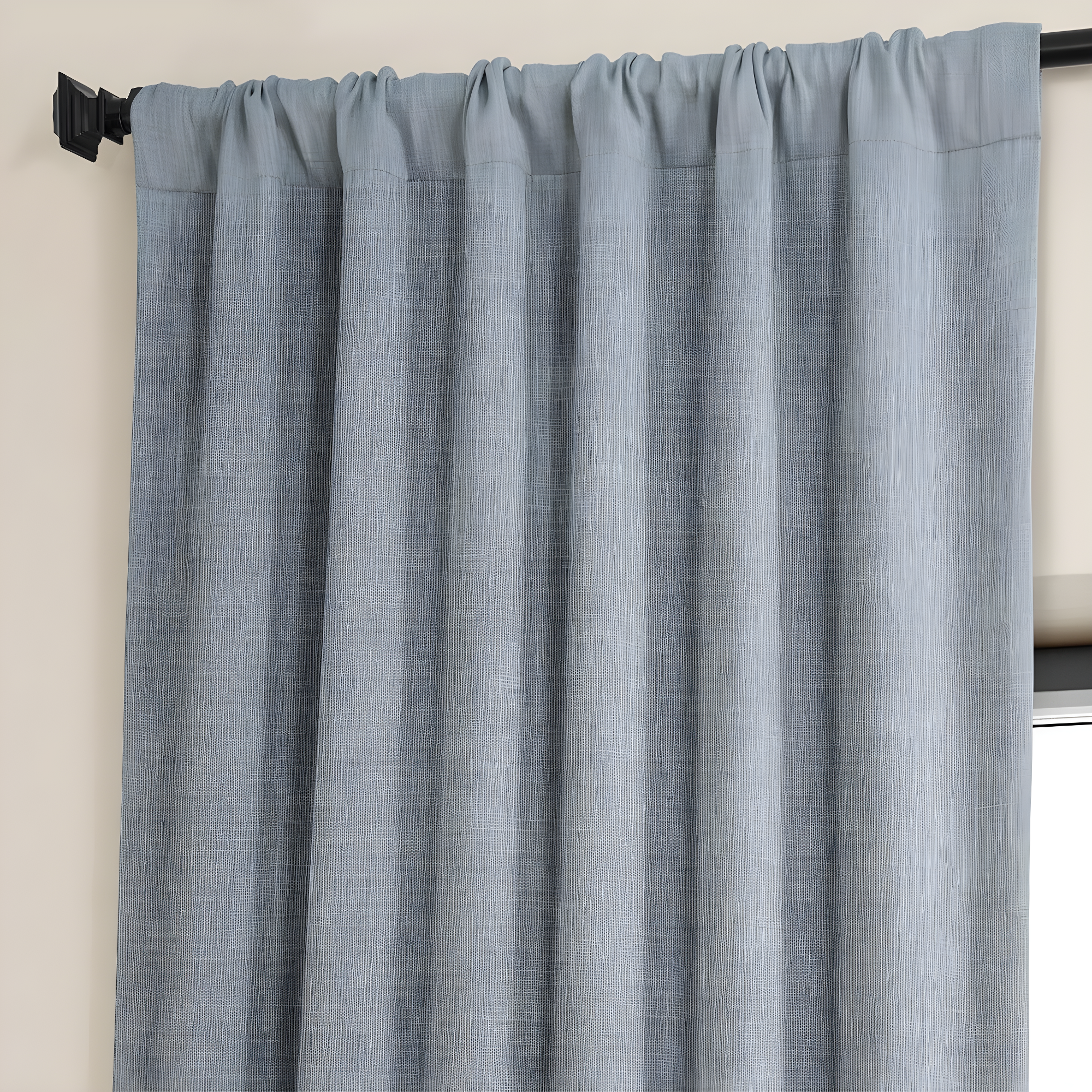 Heather Grey Faux Linen Room Darkening Curtain (1 Panel), Heather Grey, 50W X 108L