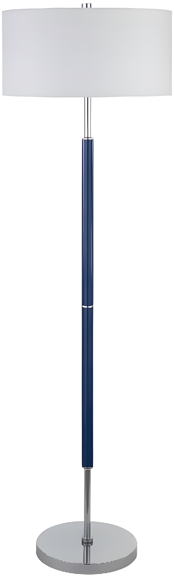 Evelyn&Zoe Simone 2-Light Floor Lamp with Fabric Shade, Blue/Polished Nickel/White