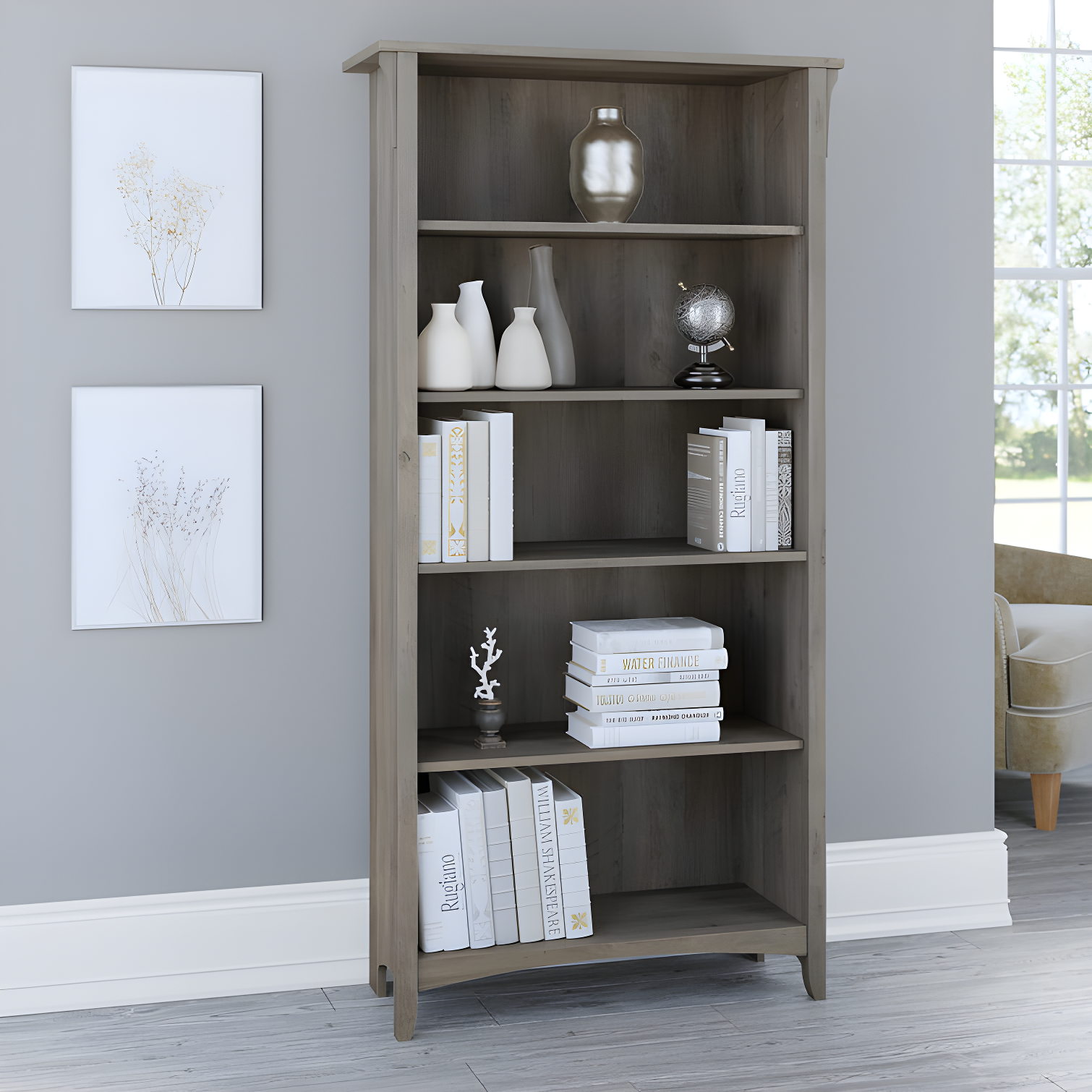 Khadesha 5 Shelf 63" Standard Bookcase