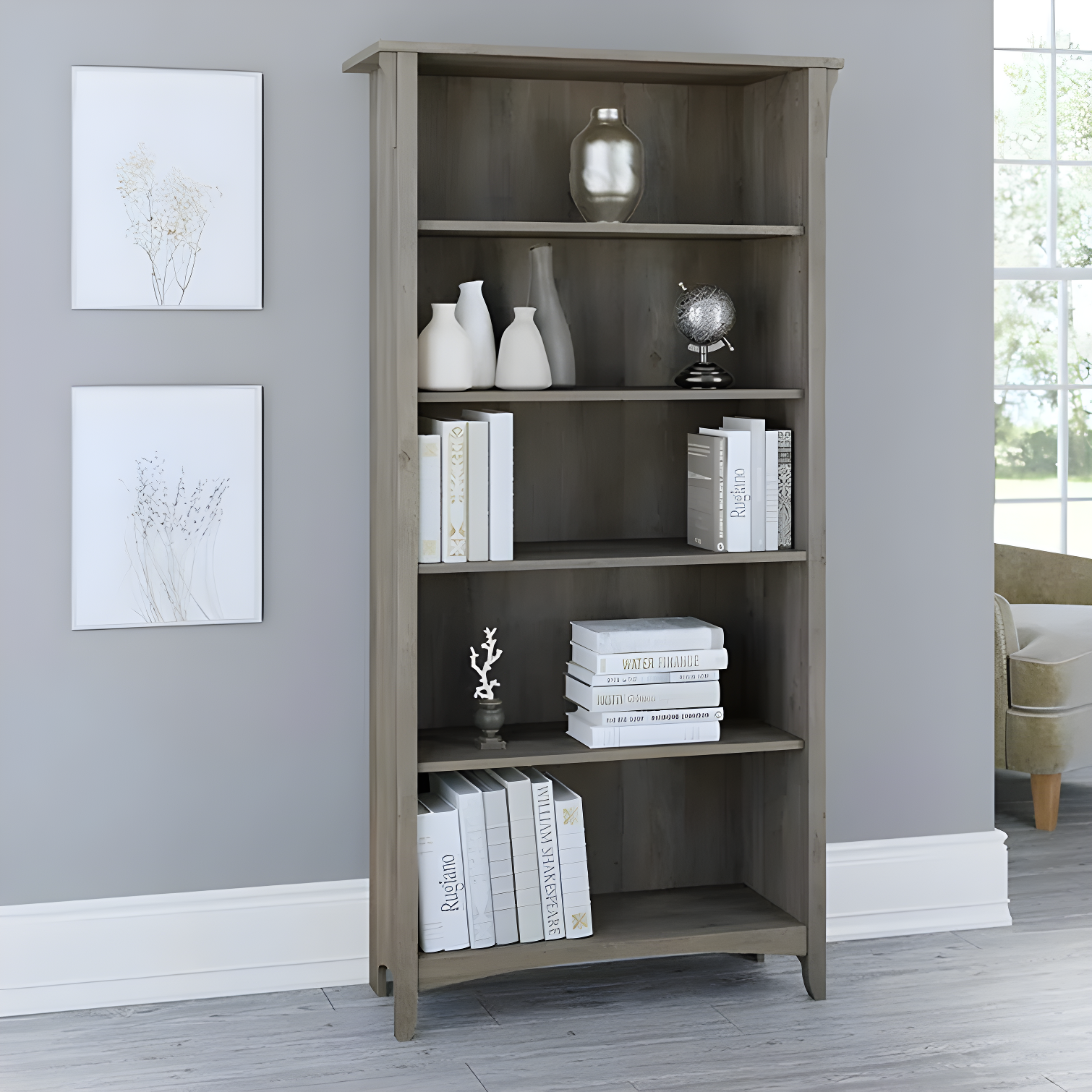 Khadesha 5 Shelf 63" Standard Bookcase