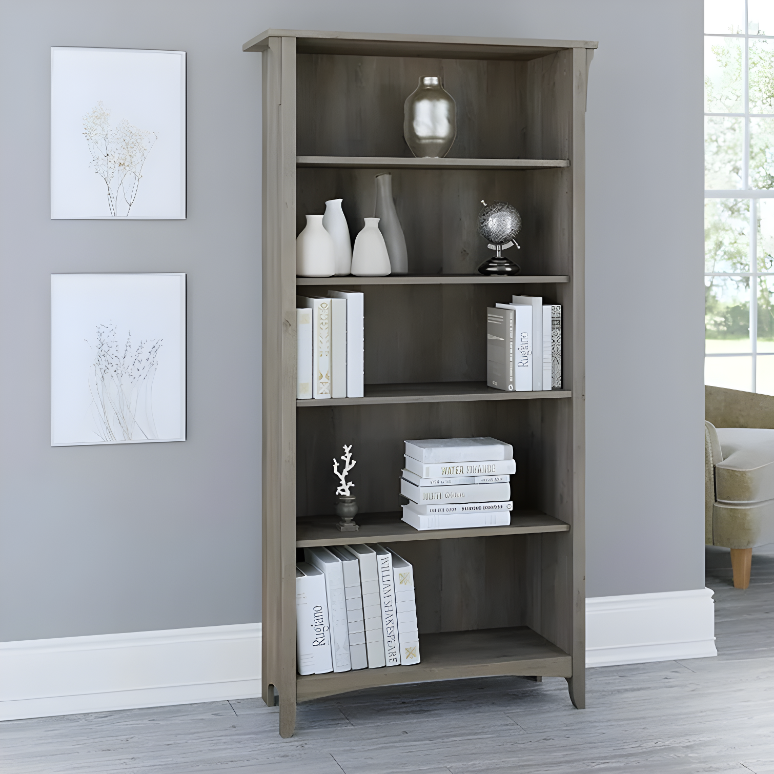 Khadesha 5 Shelf 63" Standard Bookcase