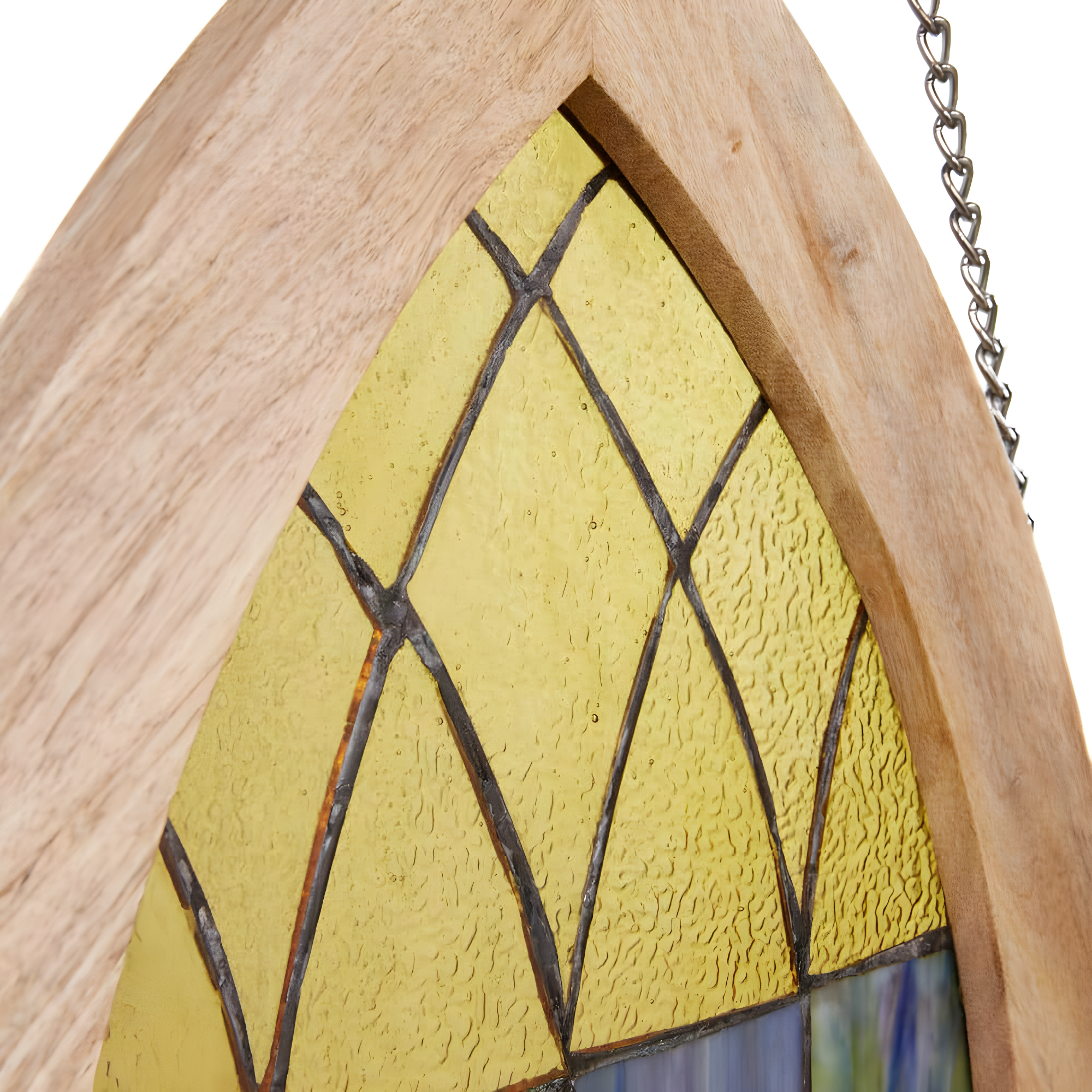 36"H Aqua Victorian Cathedral-Inspired Stained Glass Window Panel