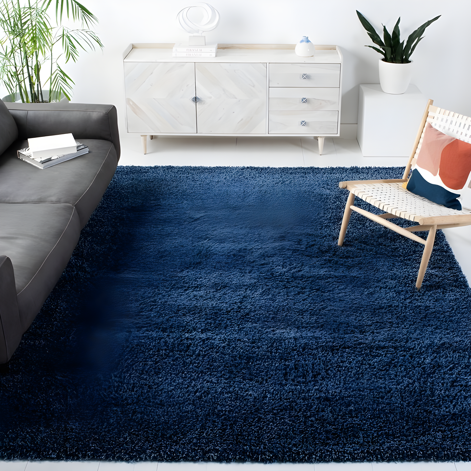 Shag SG151 Power Loomed Indoor Area Rug - Navy - 8'6"x12' - Safavieh.