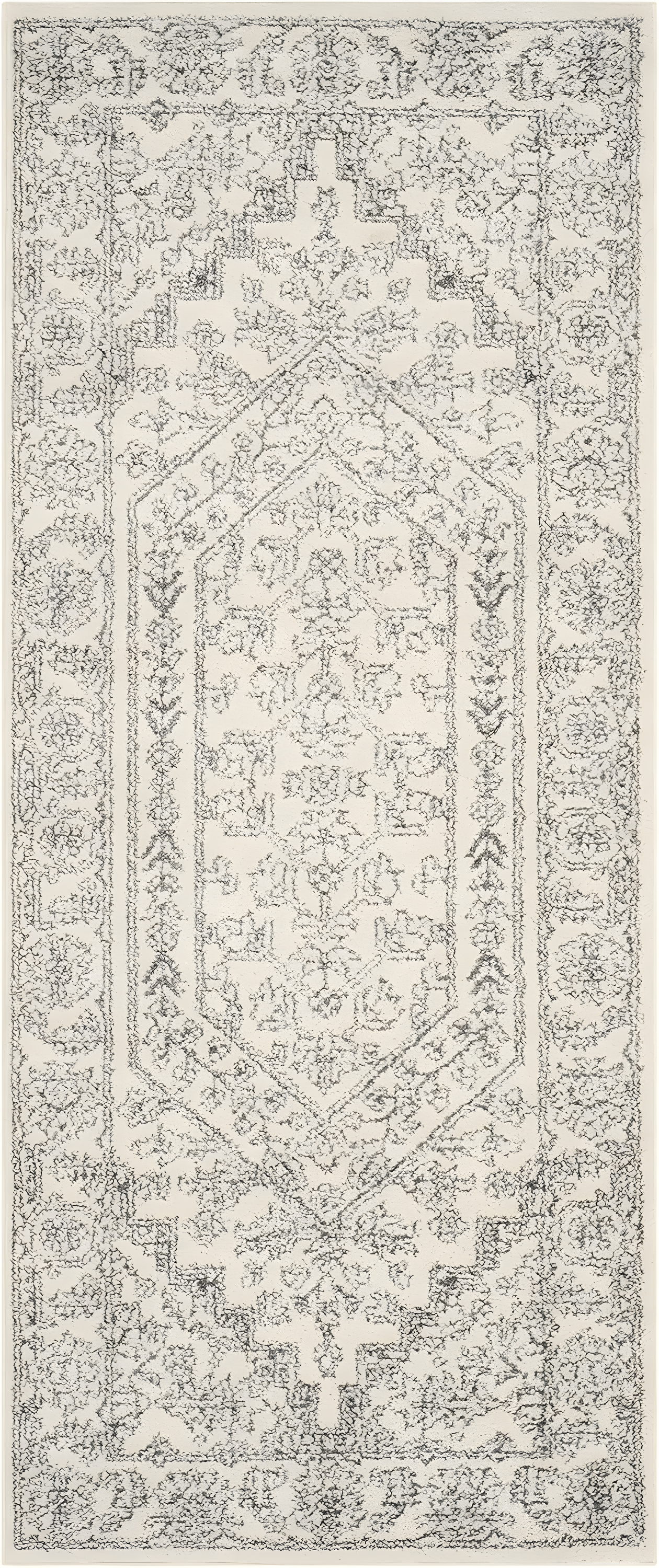 Adirondack ADR108 Power Loomed Runner Rug - Ivory/Silver - 2'6"x18' - Safavieh.