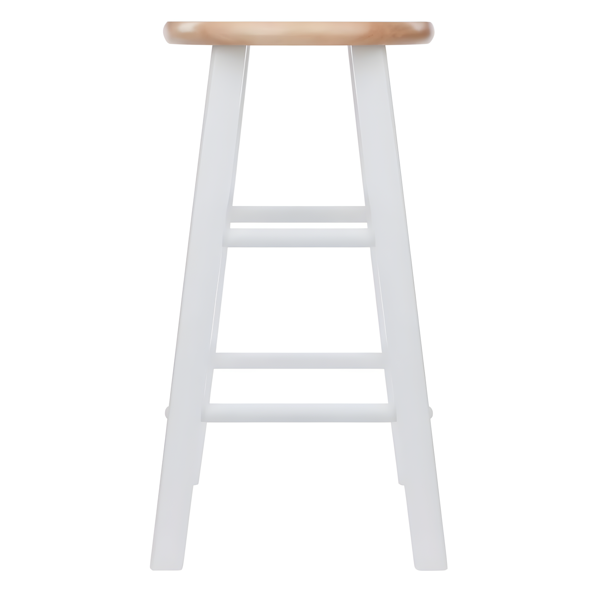 2pc 24" Element Counter Height Barstools White - Winsome: Solid Wood, Round Seat, 220lbs Capacity