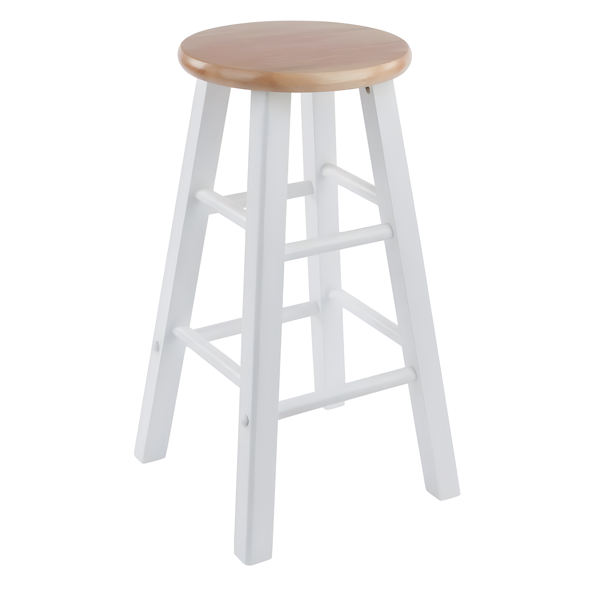 2pc 24" Element Counter Height Barstools White - Winsome: Solid Wood, Round Seat, 220lbs Capacity