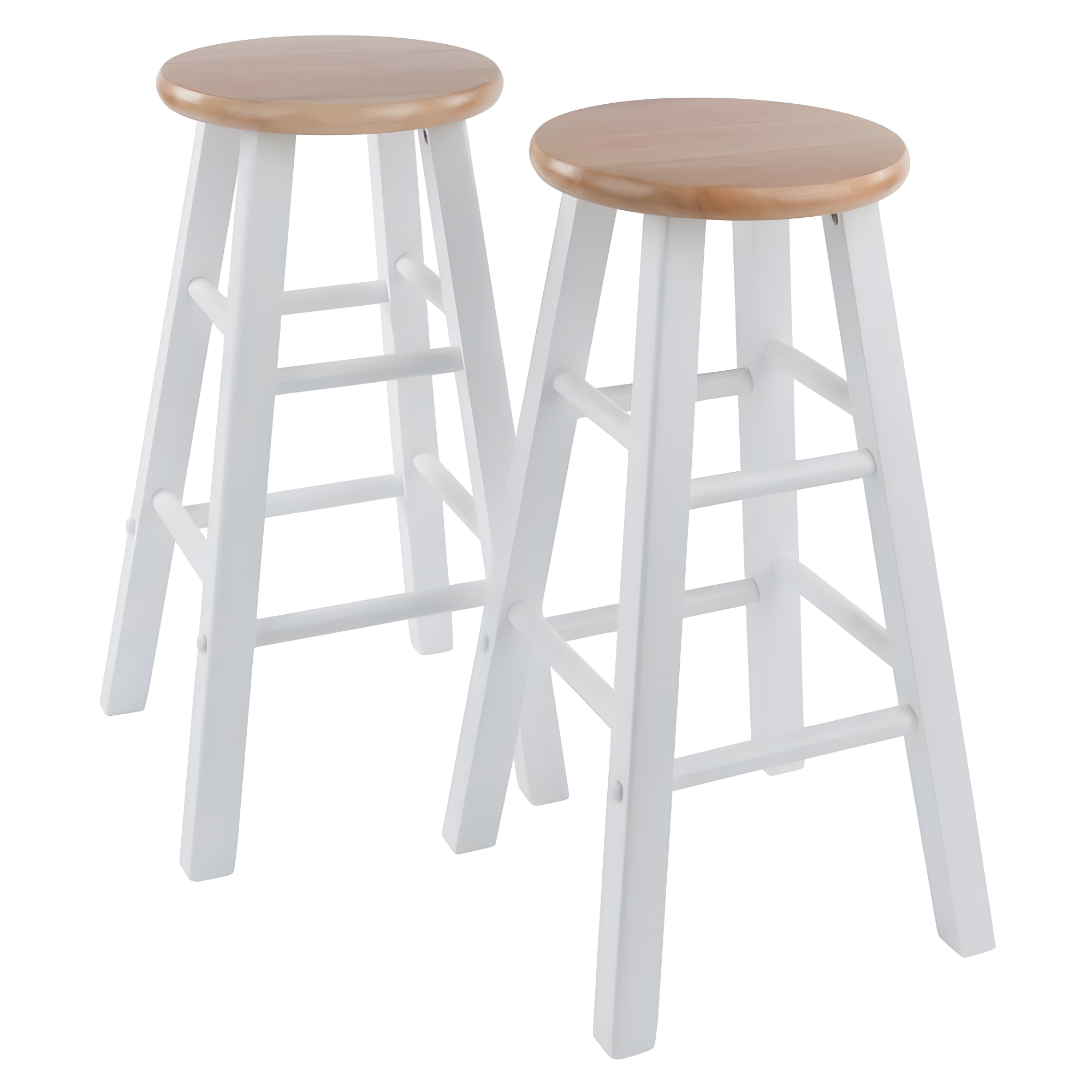 2pc 24" Element Counter Height Barstools White - Winsome: Solid Wood, Round Seat, 220lbs Capacity
