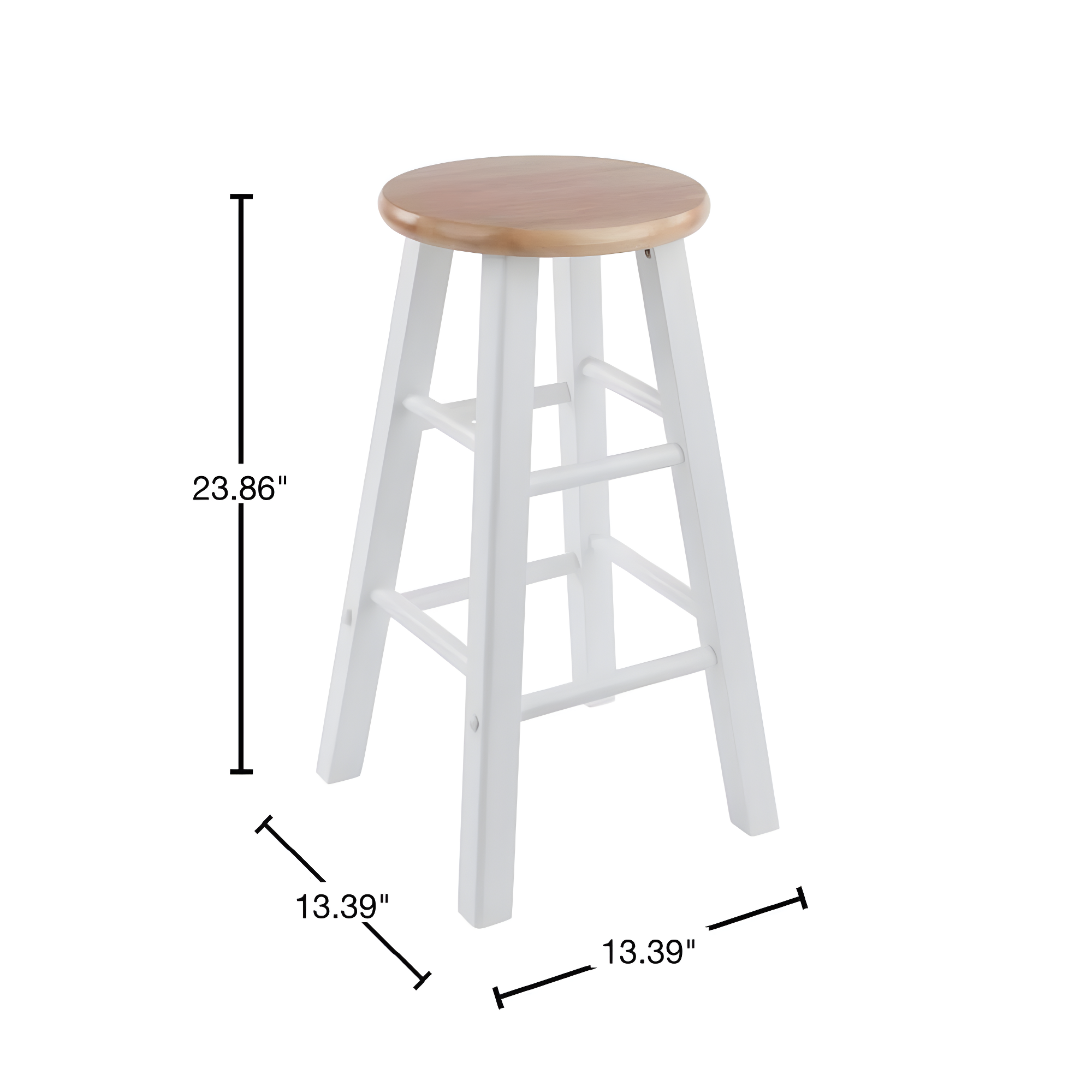 2pc 24" Element Counter Height Barstools White - Winsome: Solid Wood, Round Seat, 220lbs Capacity