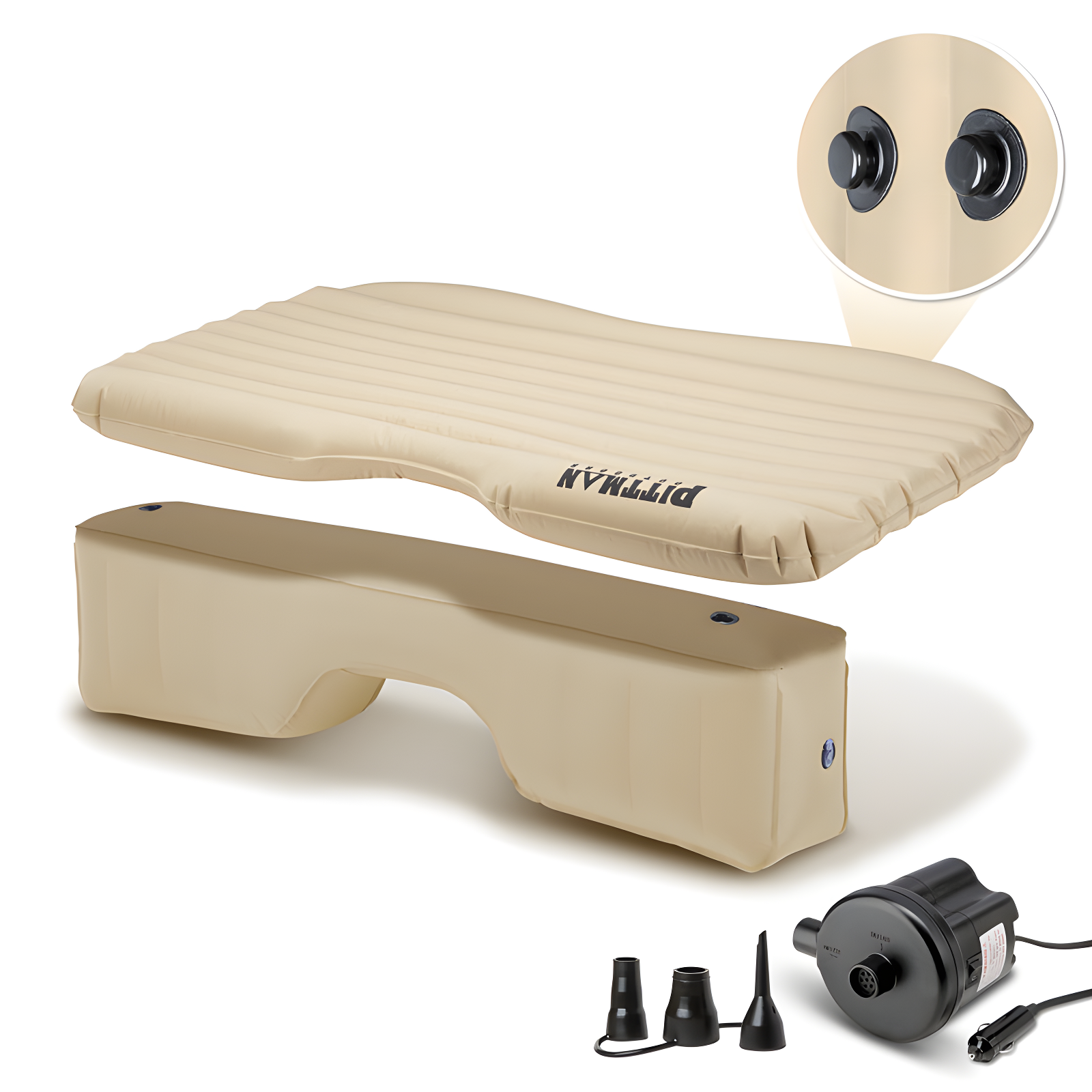 Pittman Outdoors AirBedz Inflatable PVC Rear Seat Air Mattress - Mid-Size Fits Jeeps, Car, SUV’s & Mid-Size Trucks, Comes with Portable DC Air Pump