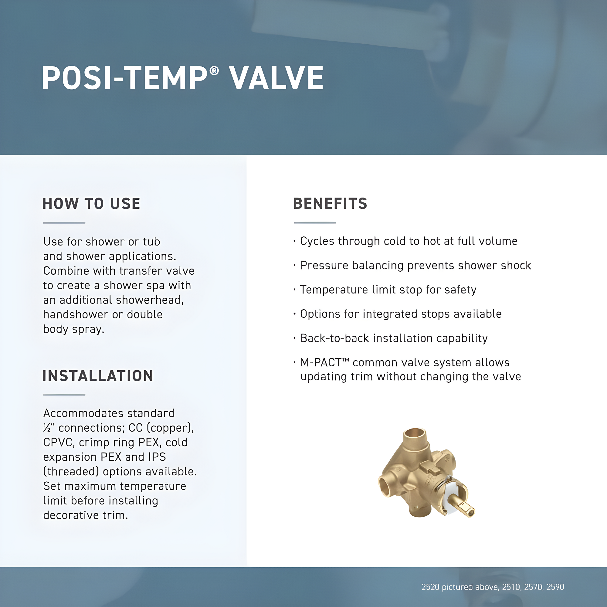 M-Pact Posi-Temp IPS Connection Pressure Balancing Valve