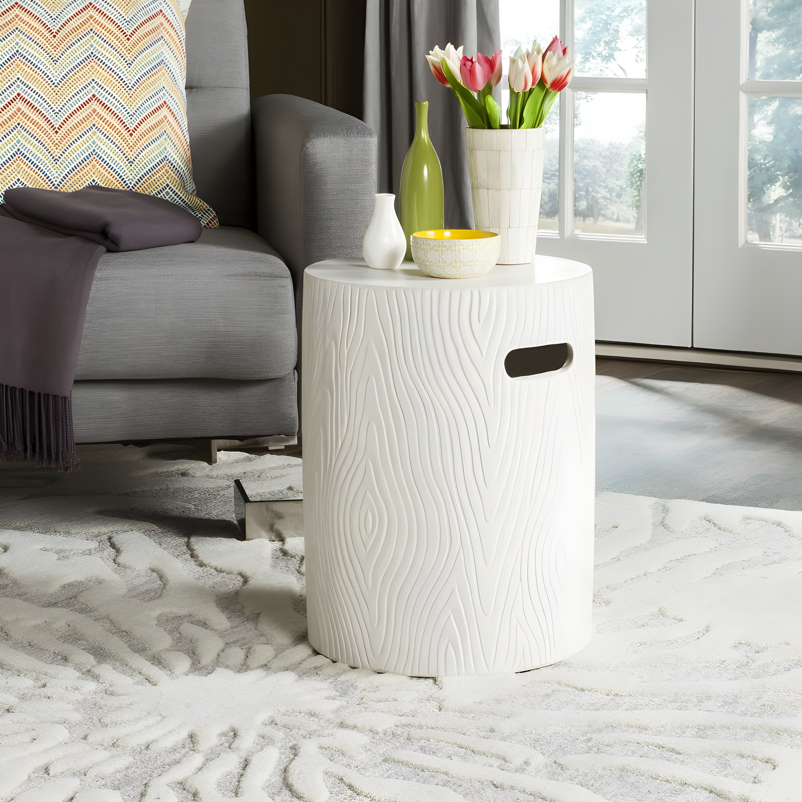 Trunk Accent Stool - Indoor/Outdoor - VNN1004 - White - Safavieh