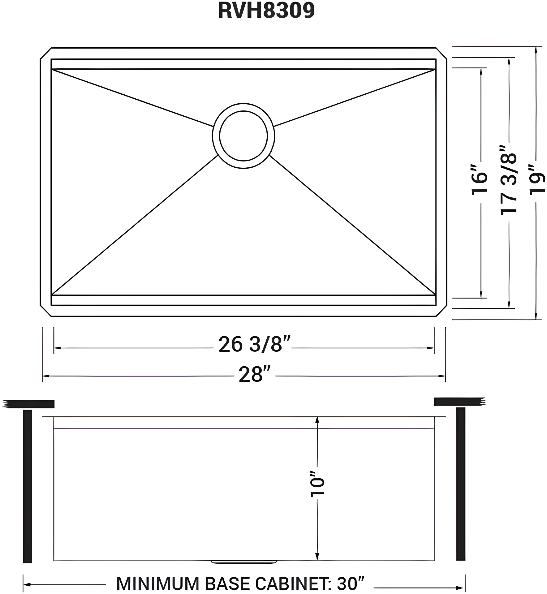 Ruvati RVH8309 Ruvati Workstation Undermount 16 Gauge Stainless Steel Kitchen Sink Single Bowl