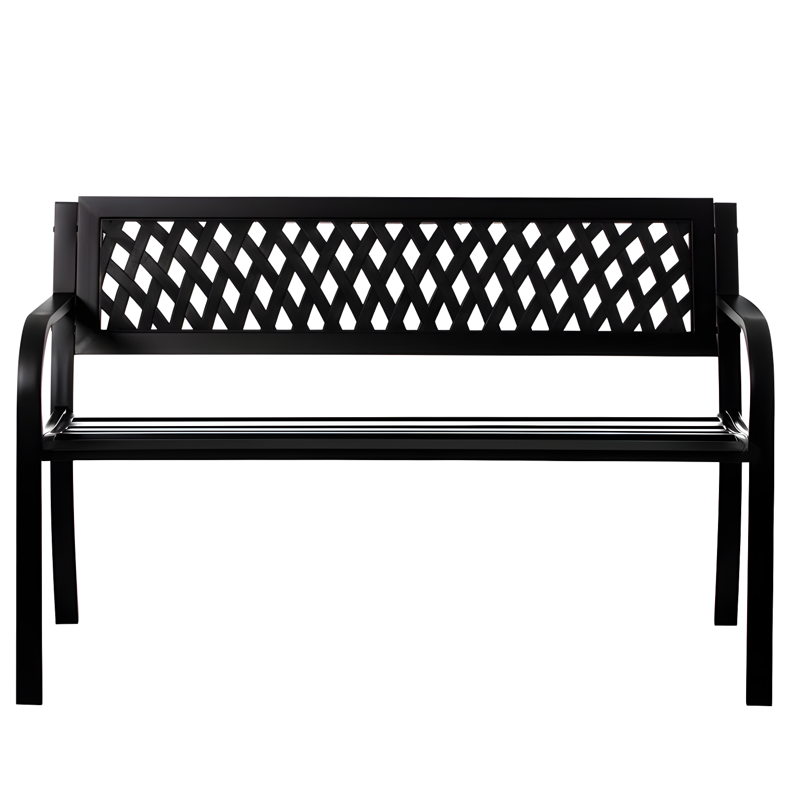 Gardenised Outdoor Steel 47 Park Bench for Yard, Patio, Garden and Deck, Black Weather Resistant Porch Bench, Park Seating