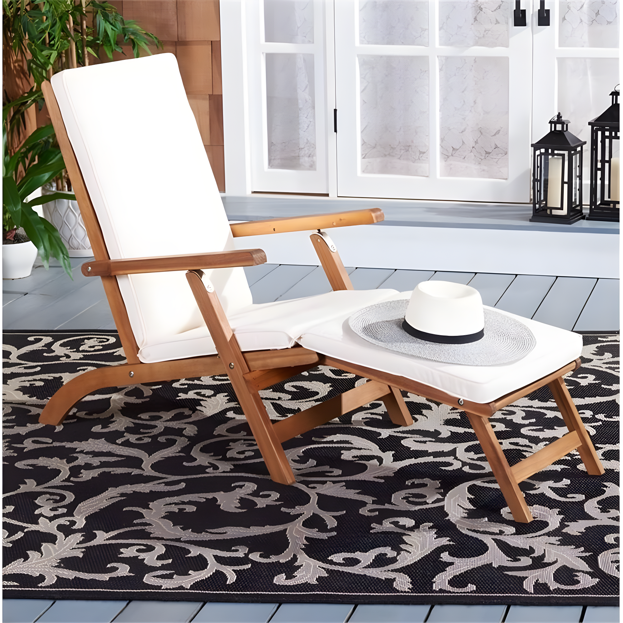 Palmdale Lounge Chair - Outdoor - PAT7015 - Natural/Beige -Safavieh