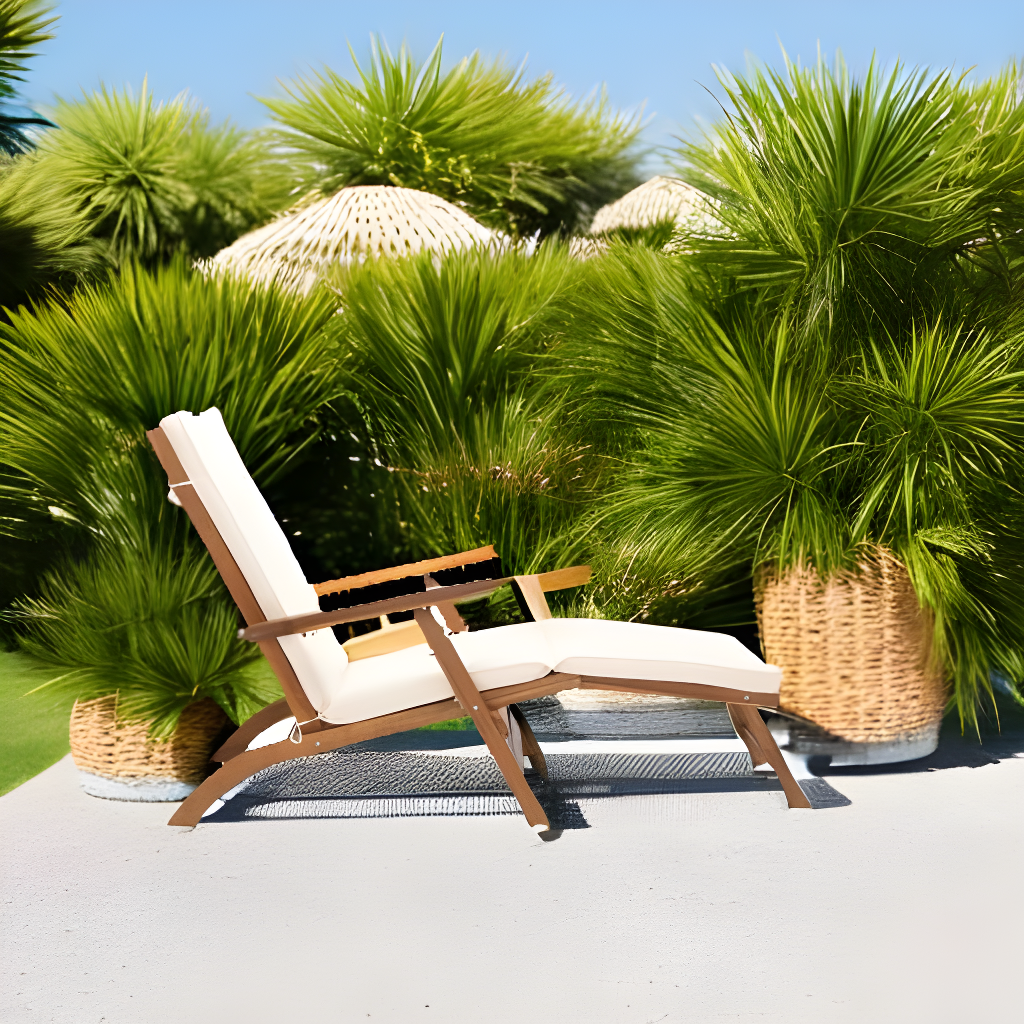 Palmdale Lounge Chair - Outdoor - PAT7015 - Natural/Beige -Safavieh