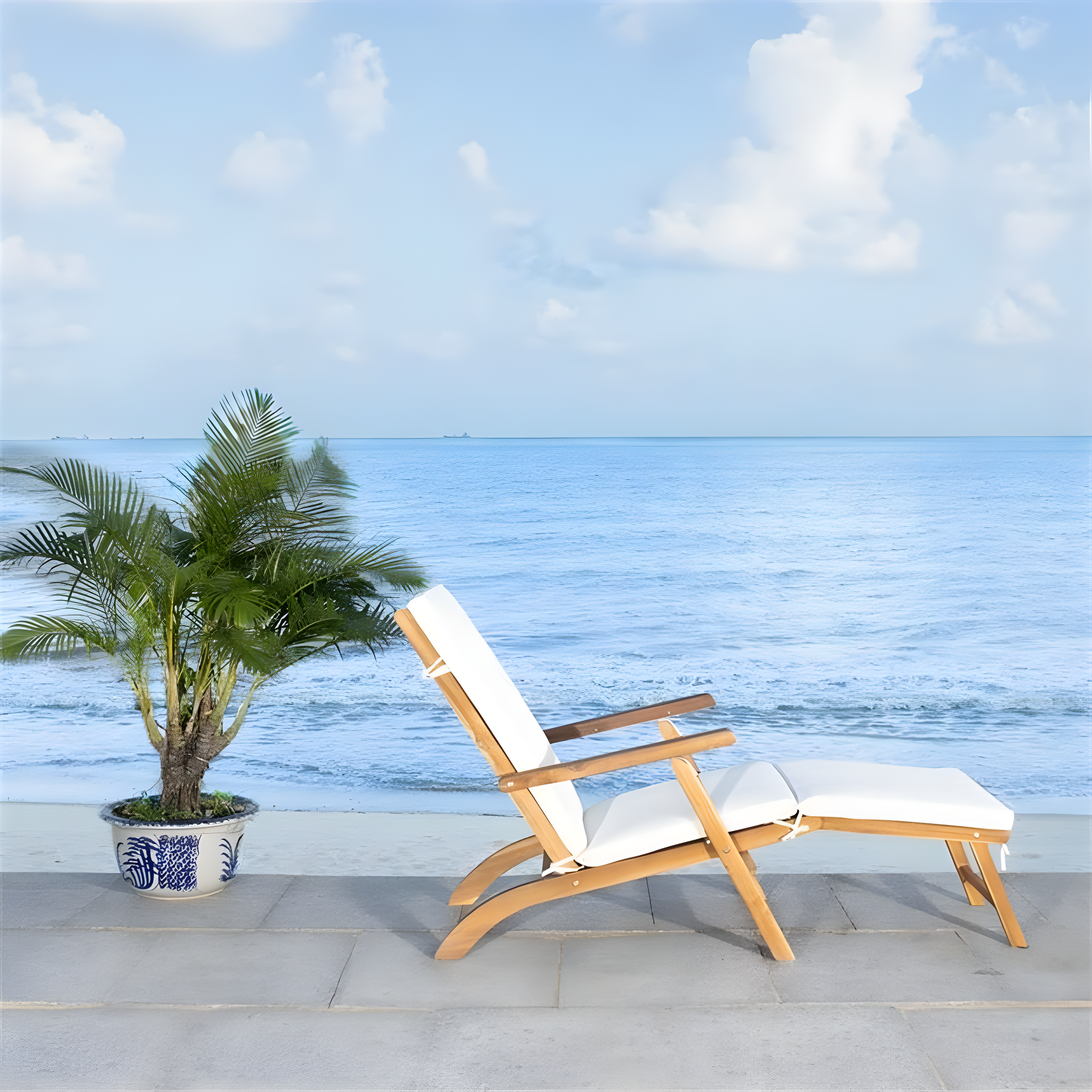 Palmdale Lounge Chair - Outdoor - PAT7015 - Natural/Beige -Safavieh