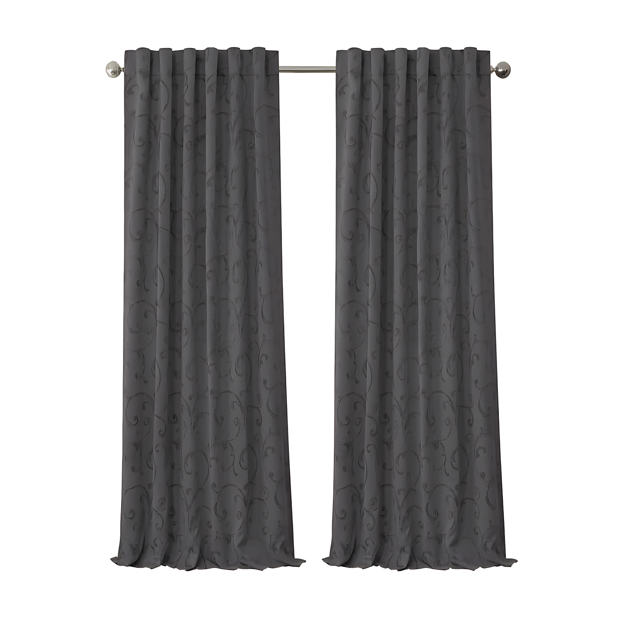 Mia Jacquard Scroll Blackout Window Curtain Panel - 52" x 84" - Gray - Elrene Home Fashions