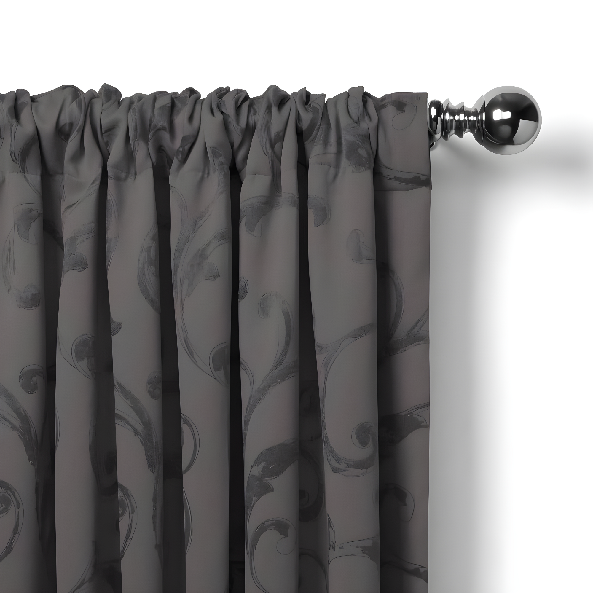 Mia Jacquard Scroll Blackout Window Curtain Panel - 52" x 84" - Gray - Elrene Home Fashions