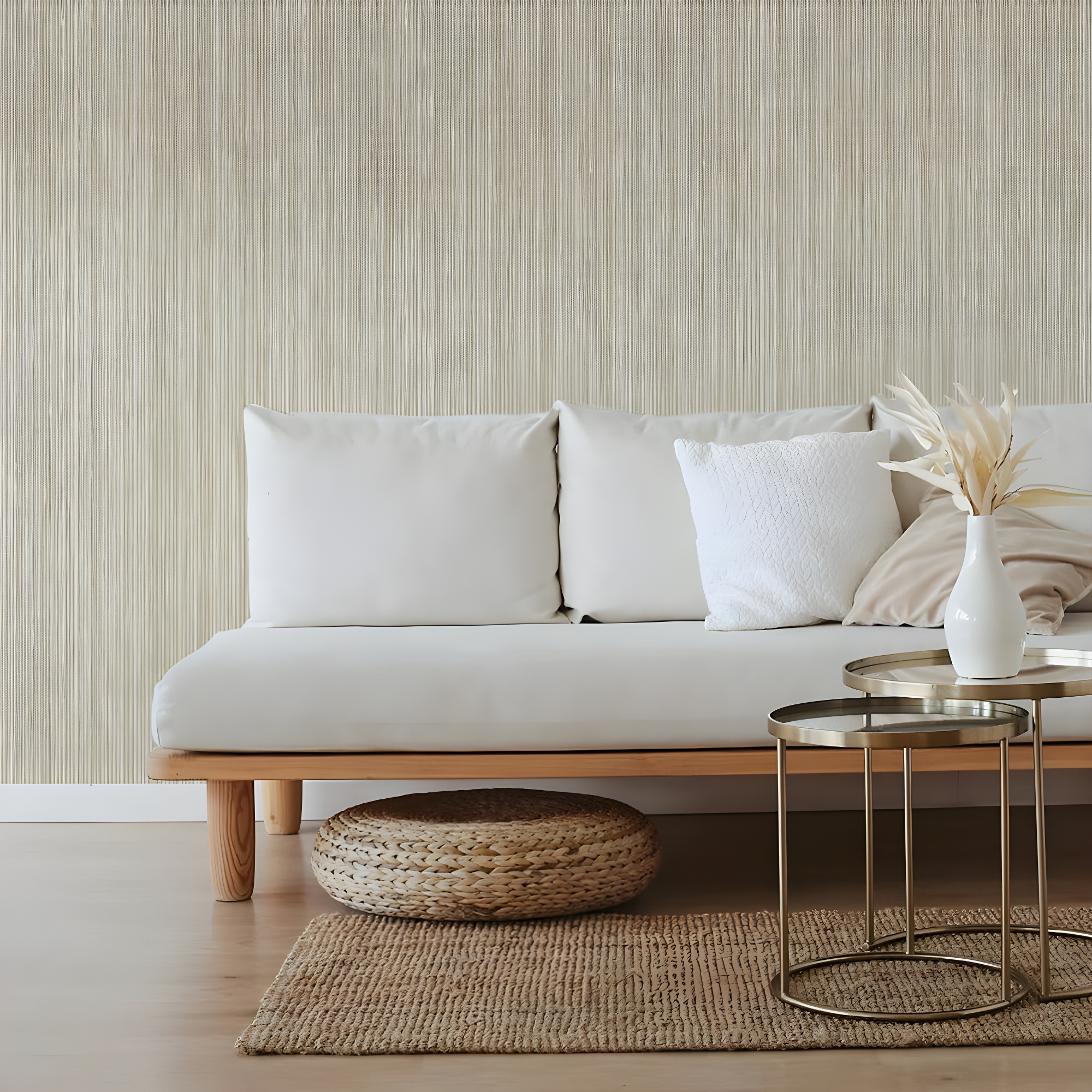 Tempaper & Co.® Faux Grasscloth Removable Peel and Stick Wallpaper, Textured Sand, 28 sq. ft.: Vinyl, Self-Adhesive, Beige