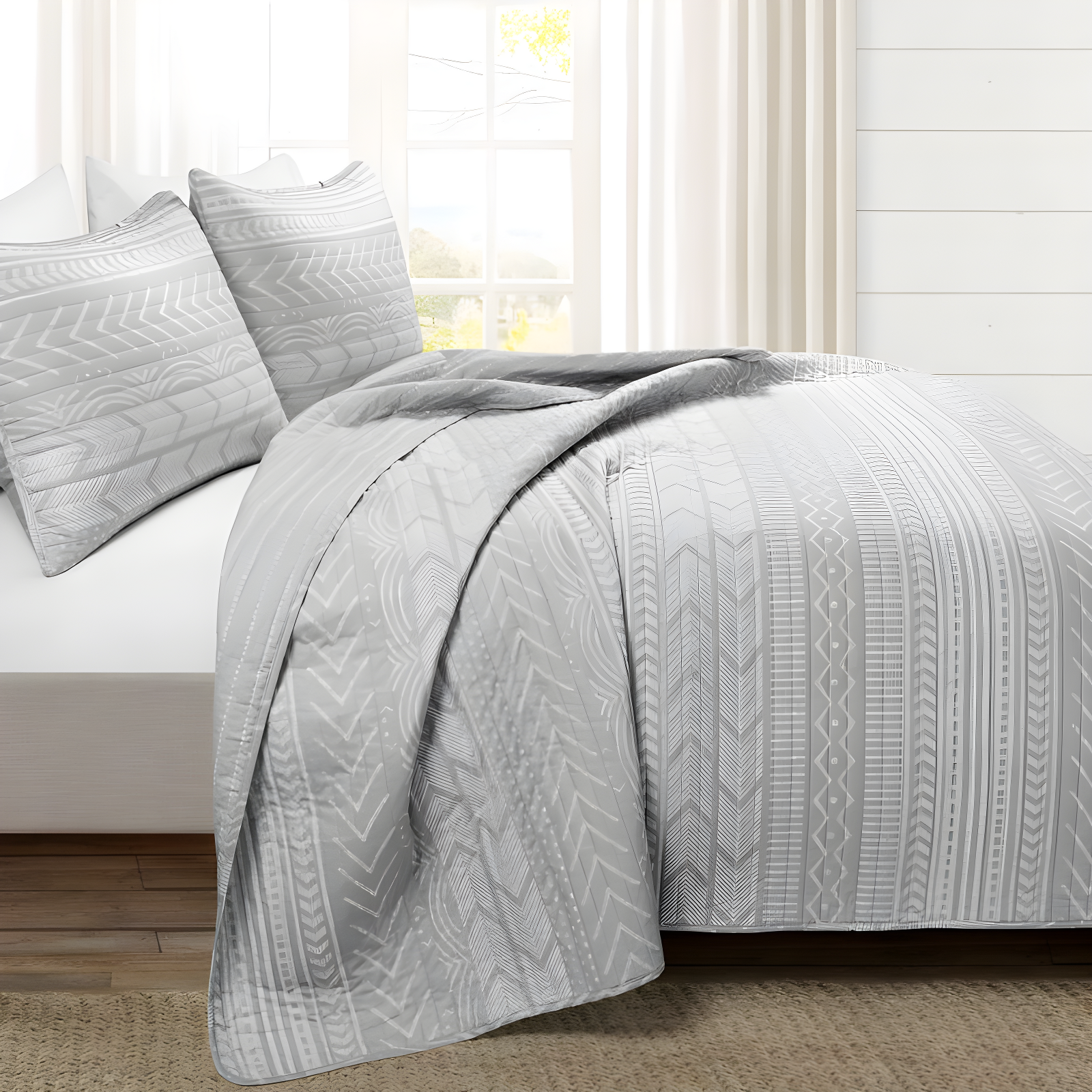 Hygge Geo Reversible Contemporary 3-Piece Quilt Set
