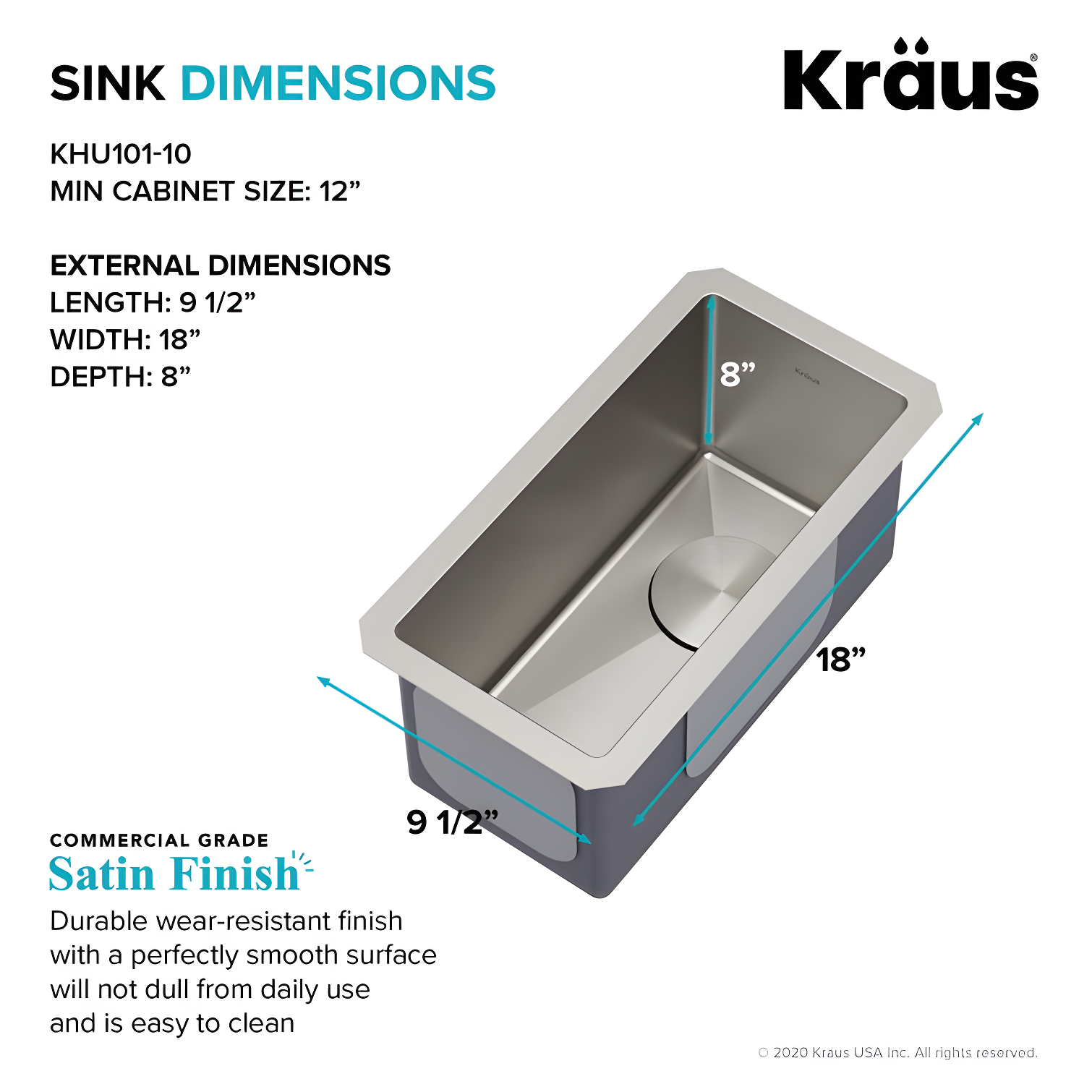KRAUS Standart Pro Undermount 16 Gauge Stainless Steel Bar Kitchen Sink