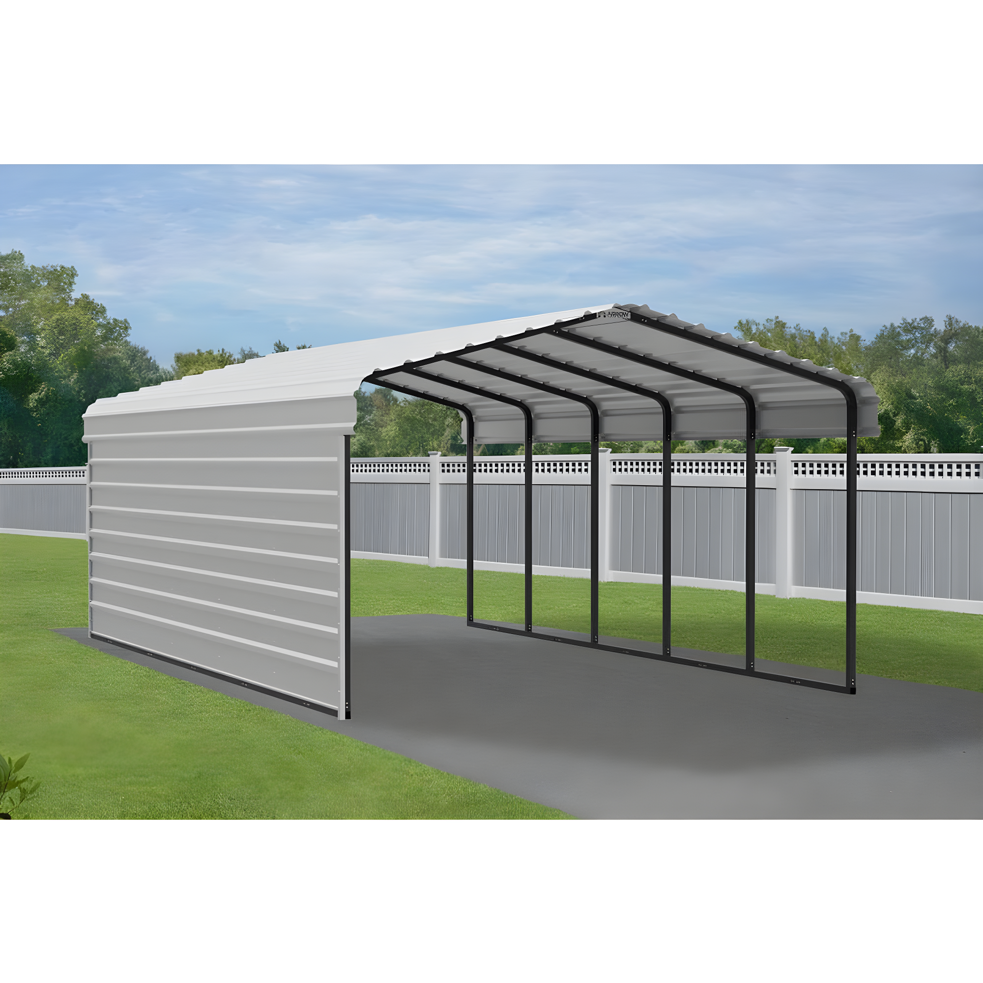Arrow Arrow Steel Carport with 1 Side Wall Kit, 12X24X07