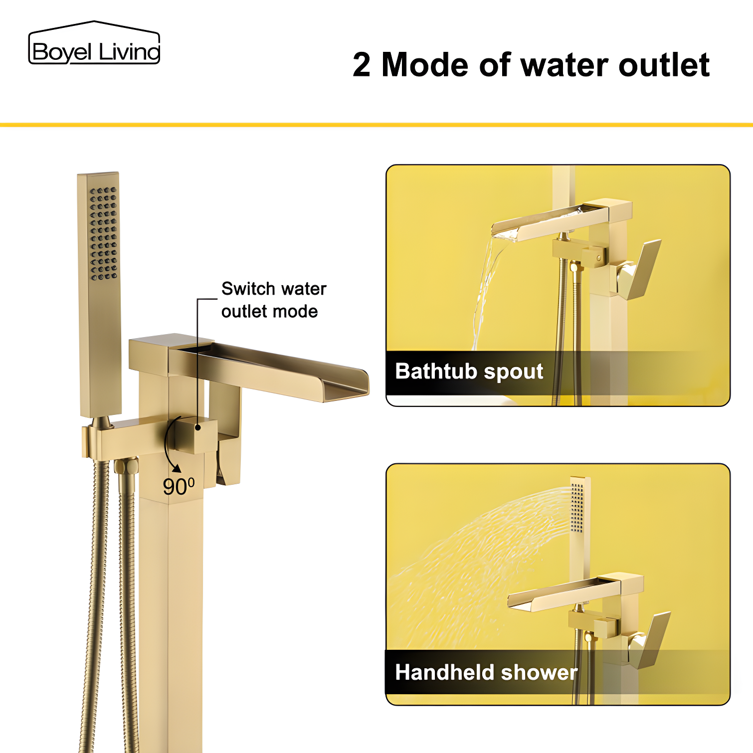 1 Handle Floor Freestanding Tub Filler with Diverter