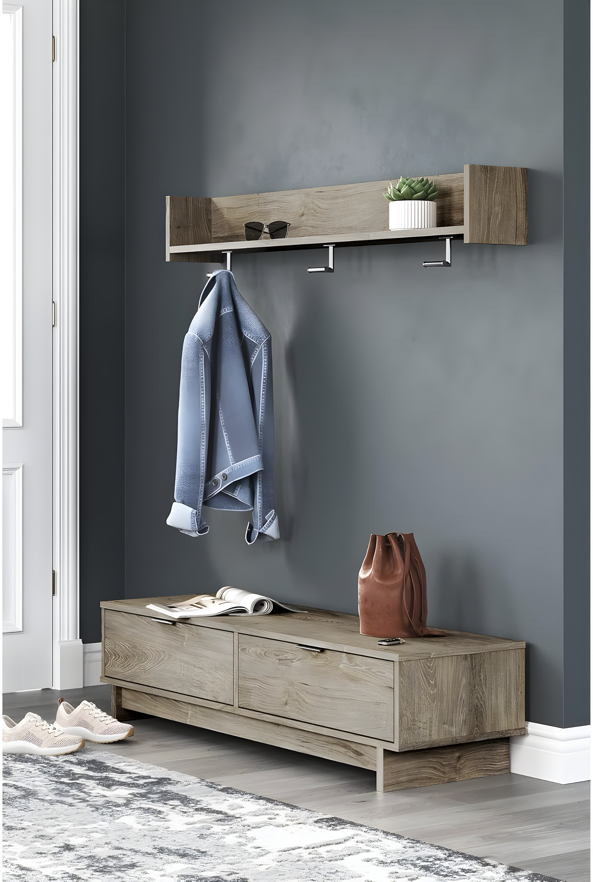 Signature Design by Ashley Contemporary Oliah Storage Bench  Natural