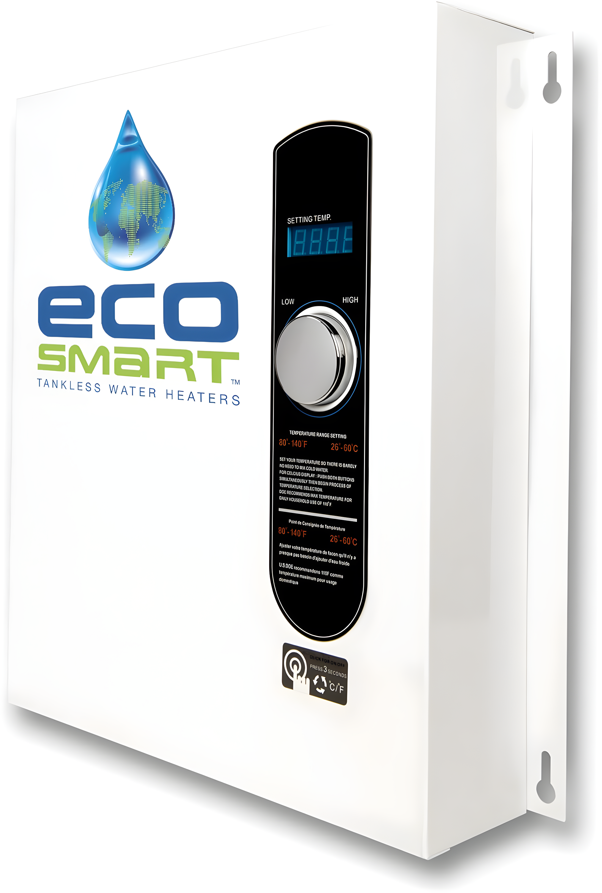 Ecosmart ECO 24 24 KW at 240-Volt Electric Tankless Water Heater with Patented Self Modulating Technology, 17 x 17 x 3.5
