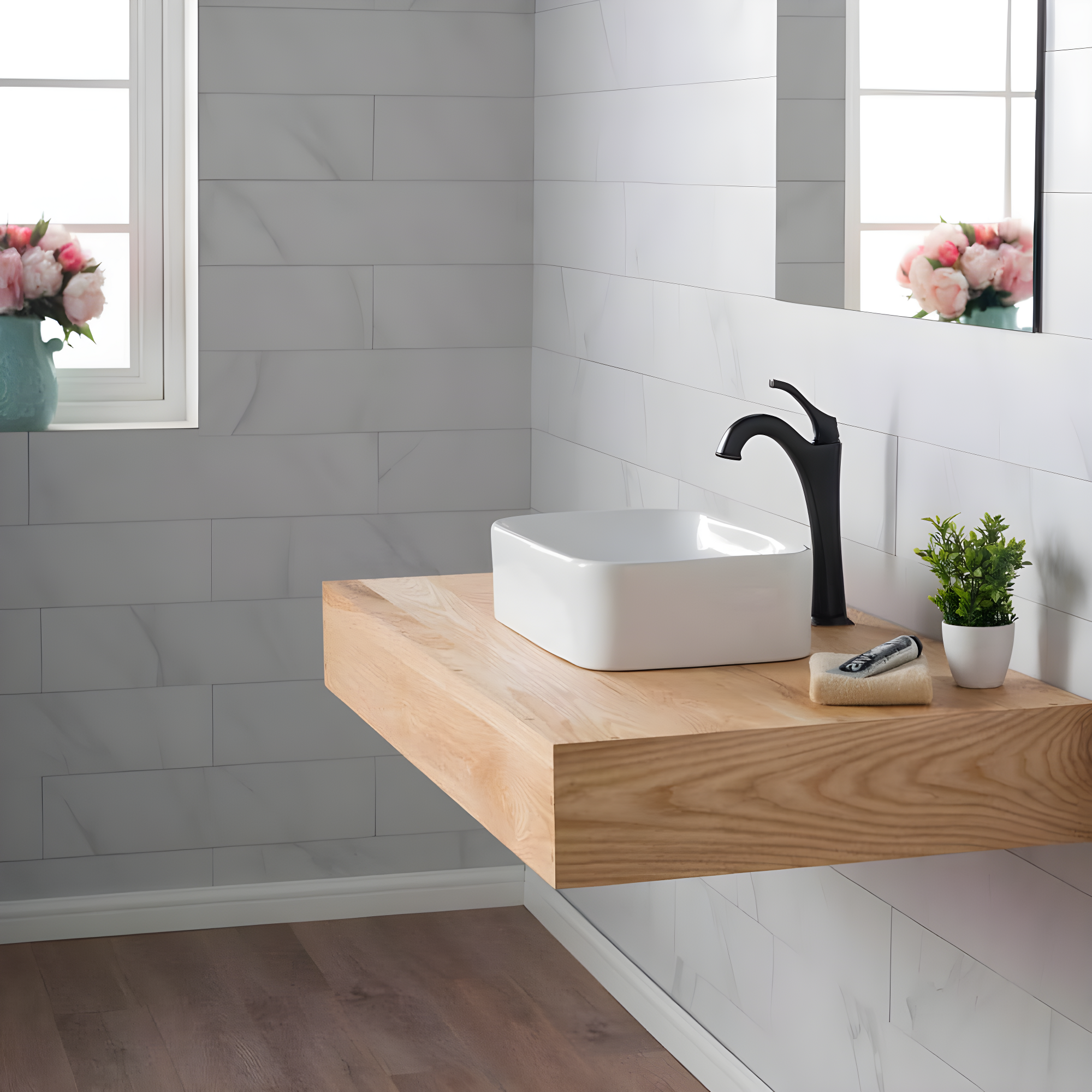 Elavo Ceramic Rectangular Vessel Bathroom Sink