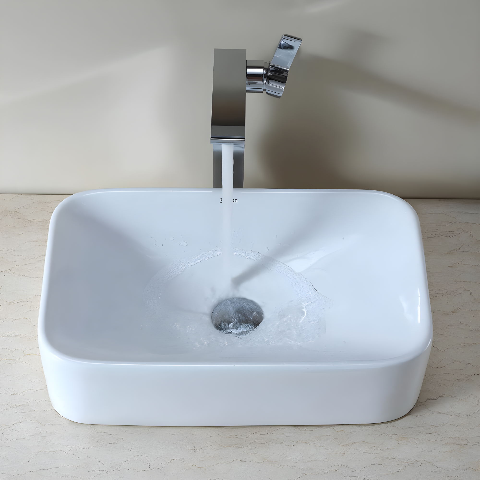 Elavo Ceramic Rectangular Vessel Bathroom Sink