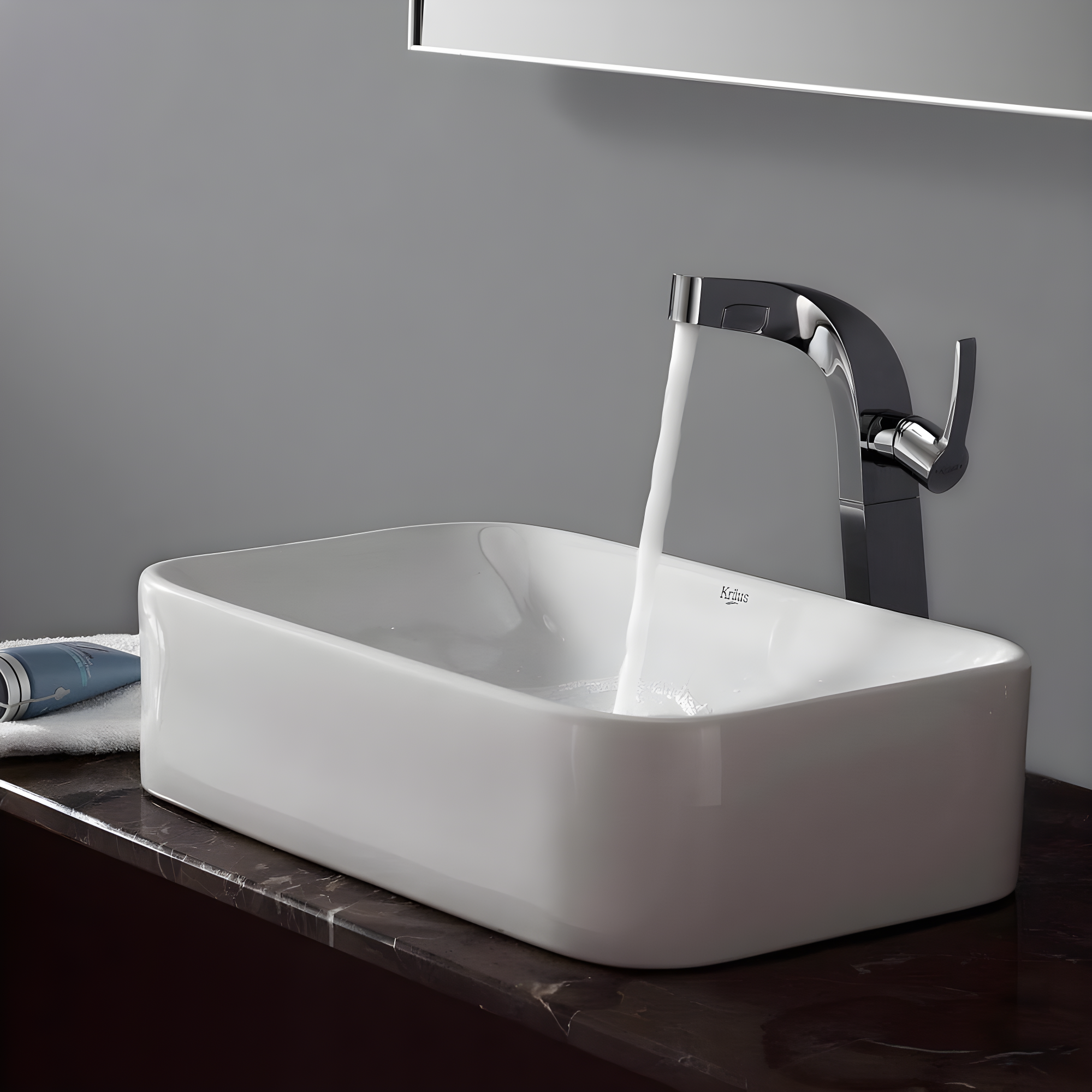 Elavo Ceramic Rectangular Vessel Bathroom Sink