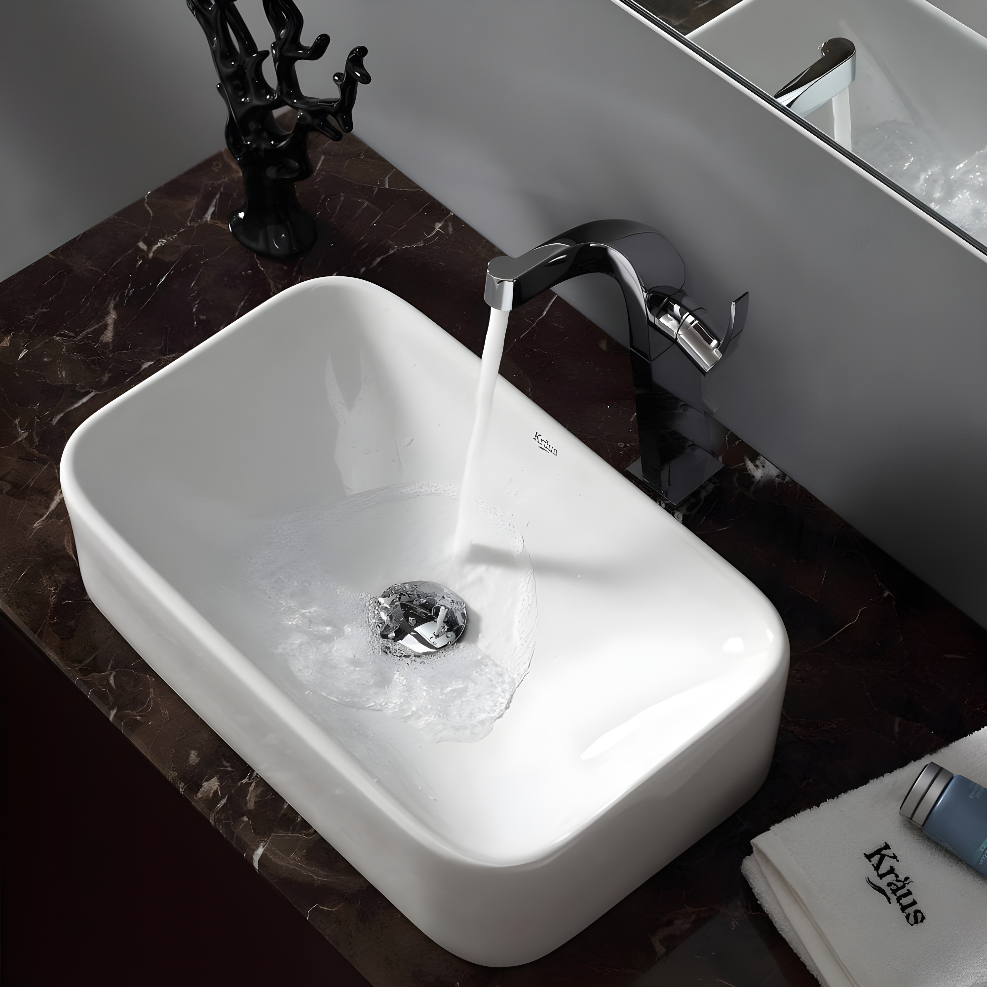 Elavo Ceramic Rectangular Vessel Bathroom Sink