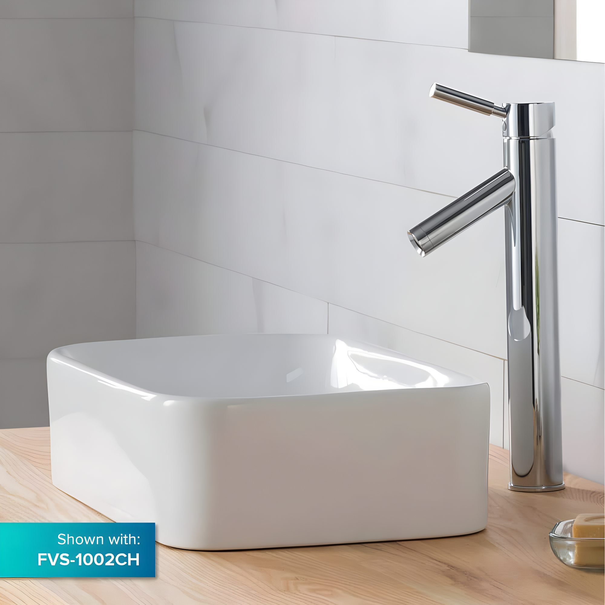 Elavo Ceramic Rectangular Vessel Bathroom Sink