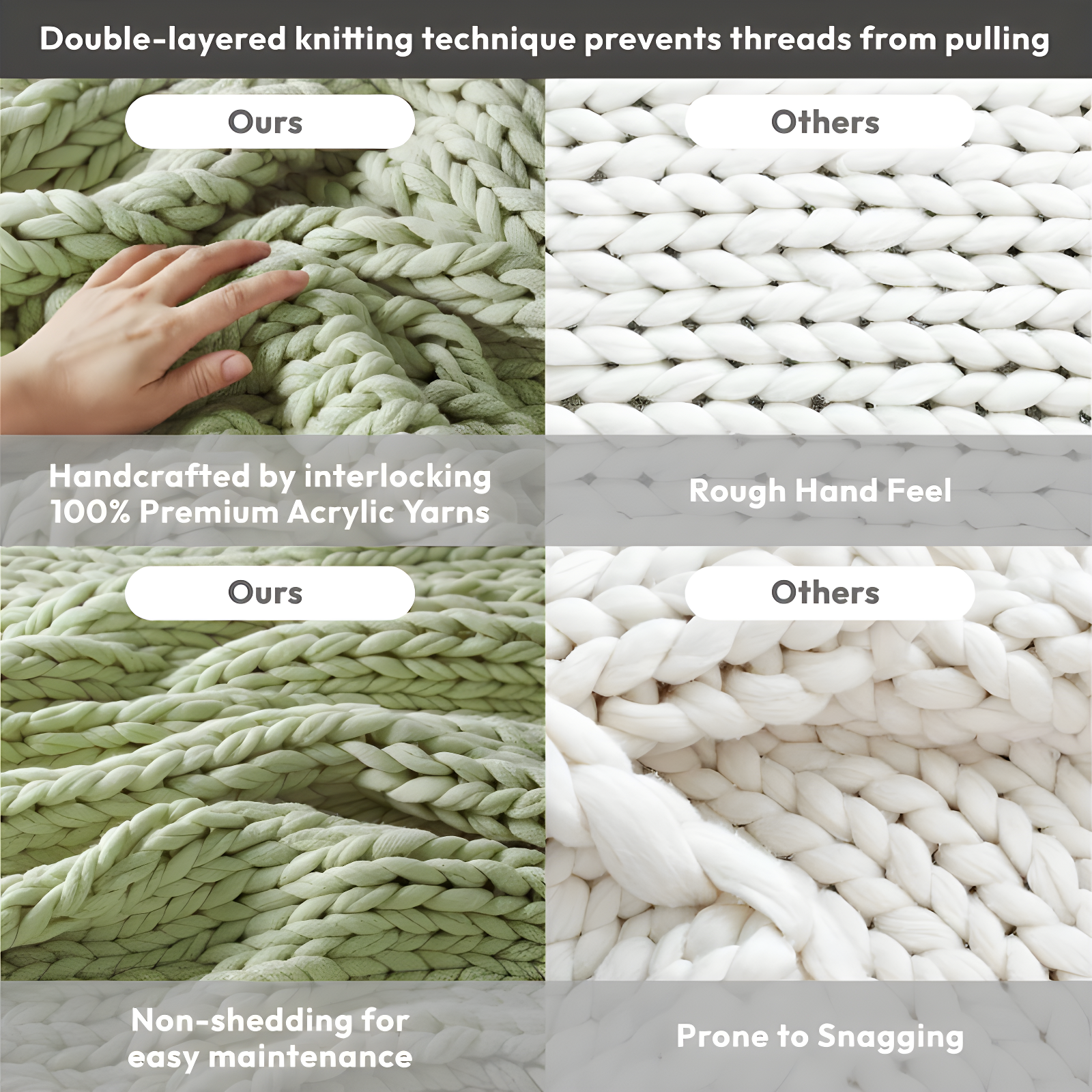 50"x60" Chunky Double Knit Handmade Throw Blanket Sage Green - Madison Park