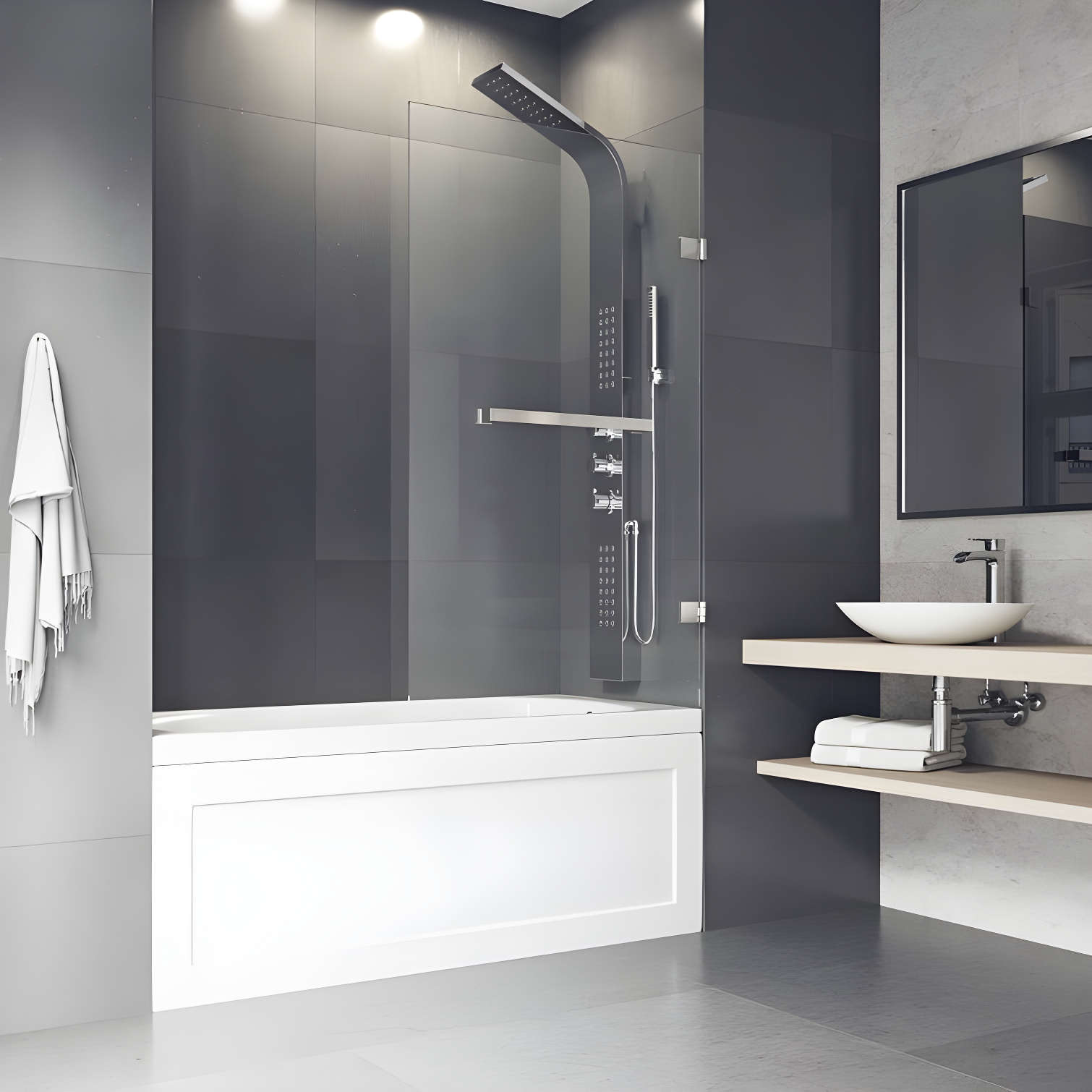 Rialto 34" W x 58" H Hinged Frameless Tub Door with with 5/16" Glass