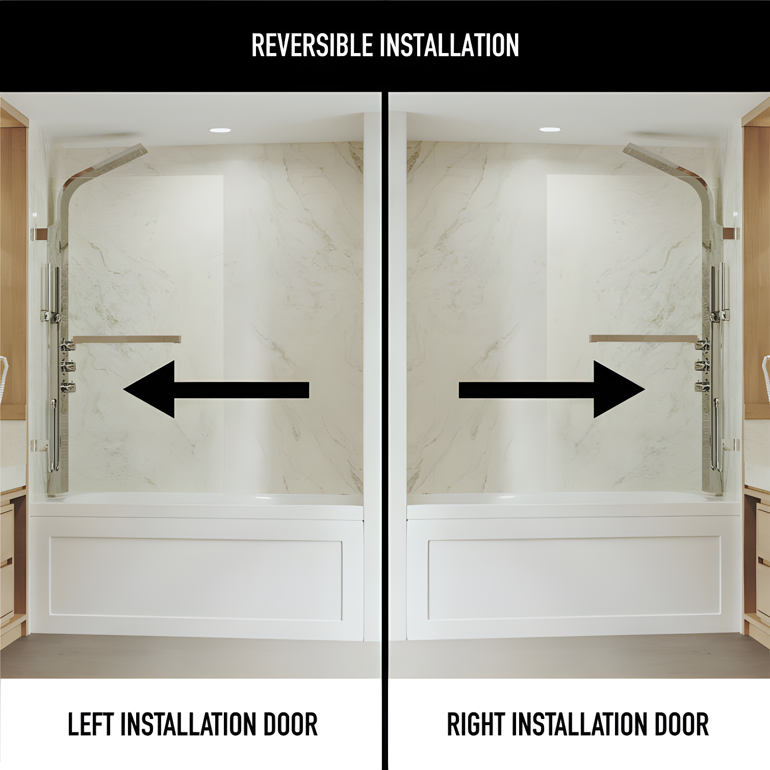 Rialto 34" W x 58" H Hinged Frameless Tub Door with with 5/16" Glass