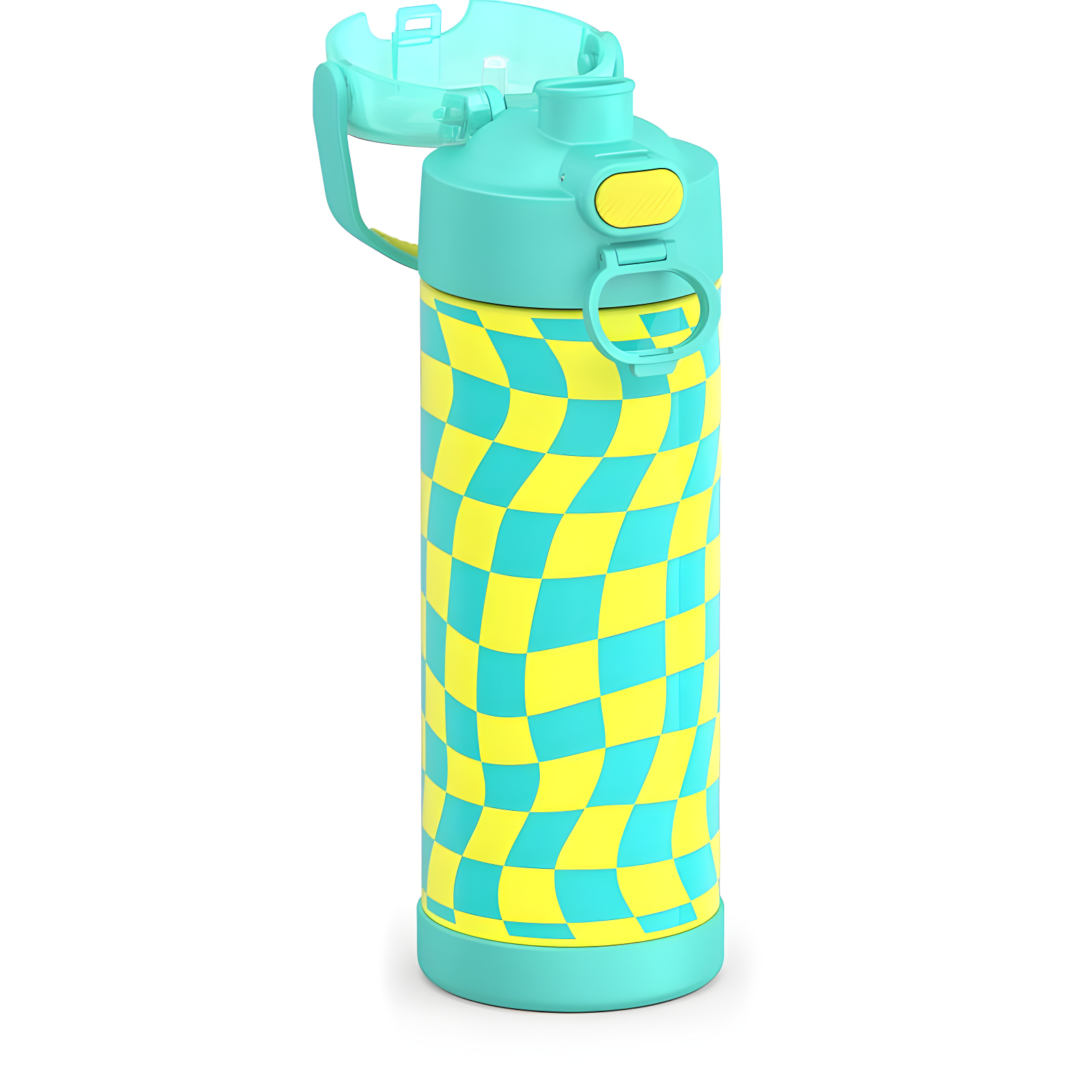 Thermos 16oz Stainless Steel FUNtainer Water Bottle with Bail Handle - Teal Checkers