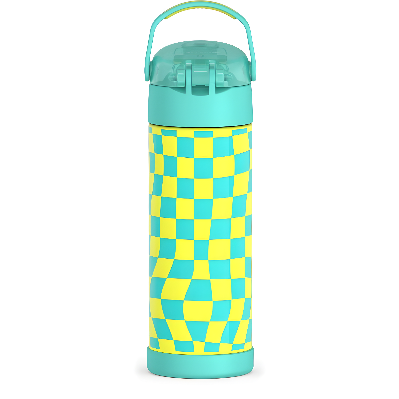 Thermos 16oz Stainless Steel FUNtainer Water Bottle with Bail Handle - Teal Checkers