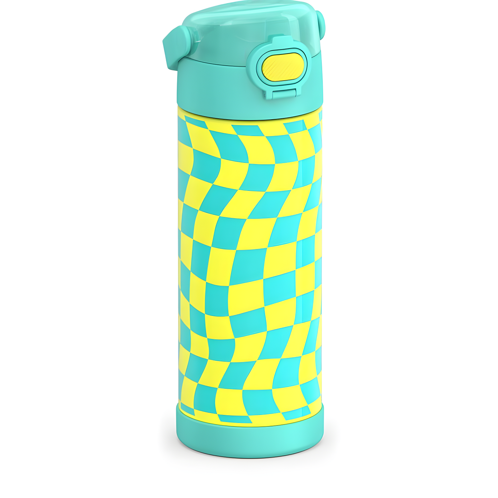 Thermos 16oz Stainless Steel FUNtainer Water Bottle with Bail Handle - Teal Checkers