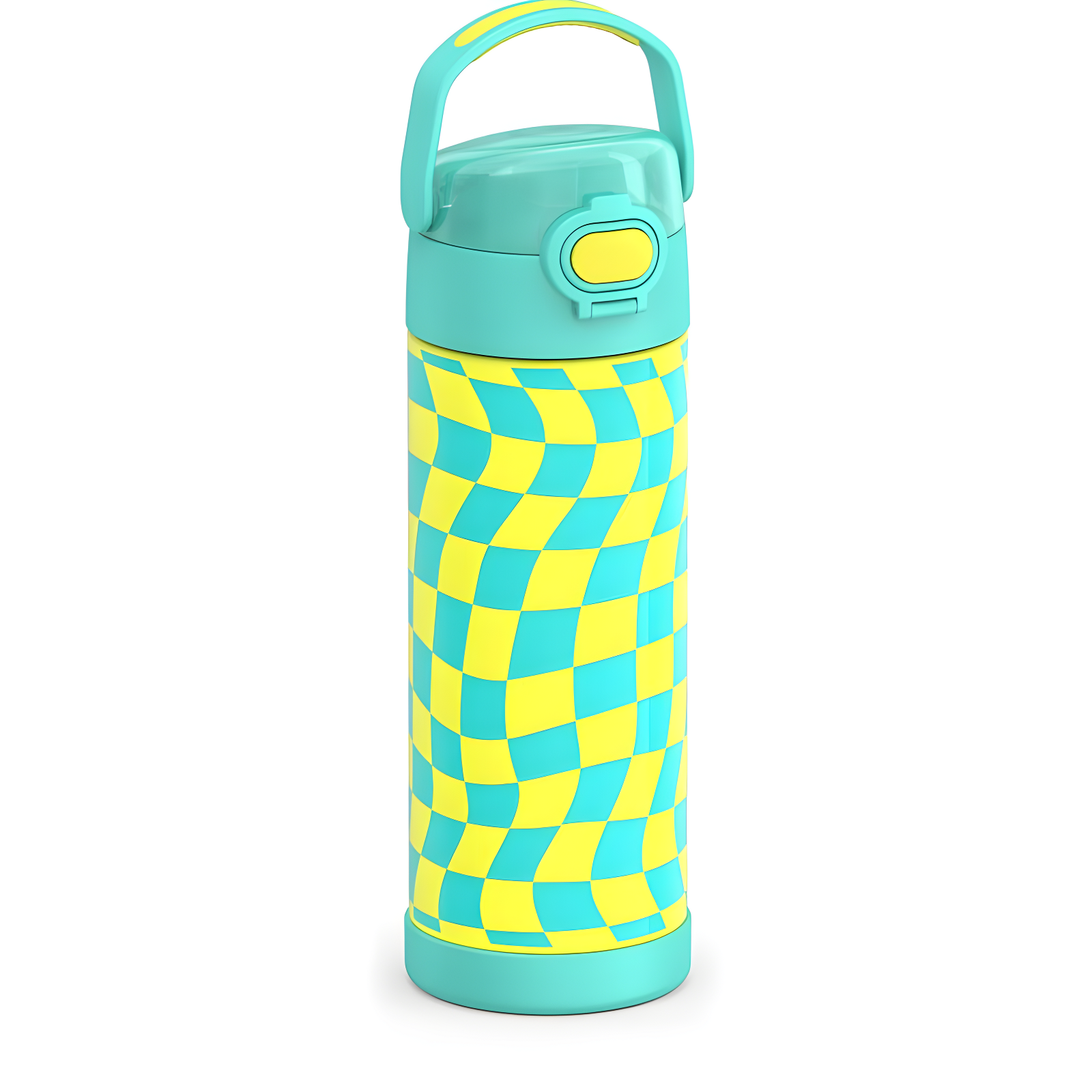 Thermos 16oz Stainless Steel FUNtainer Water Bottle with Bail Handle - Teal Checkers
