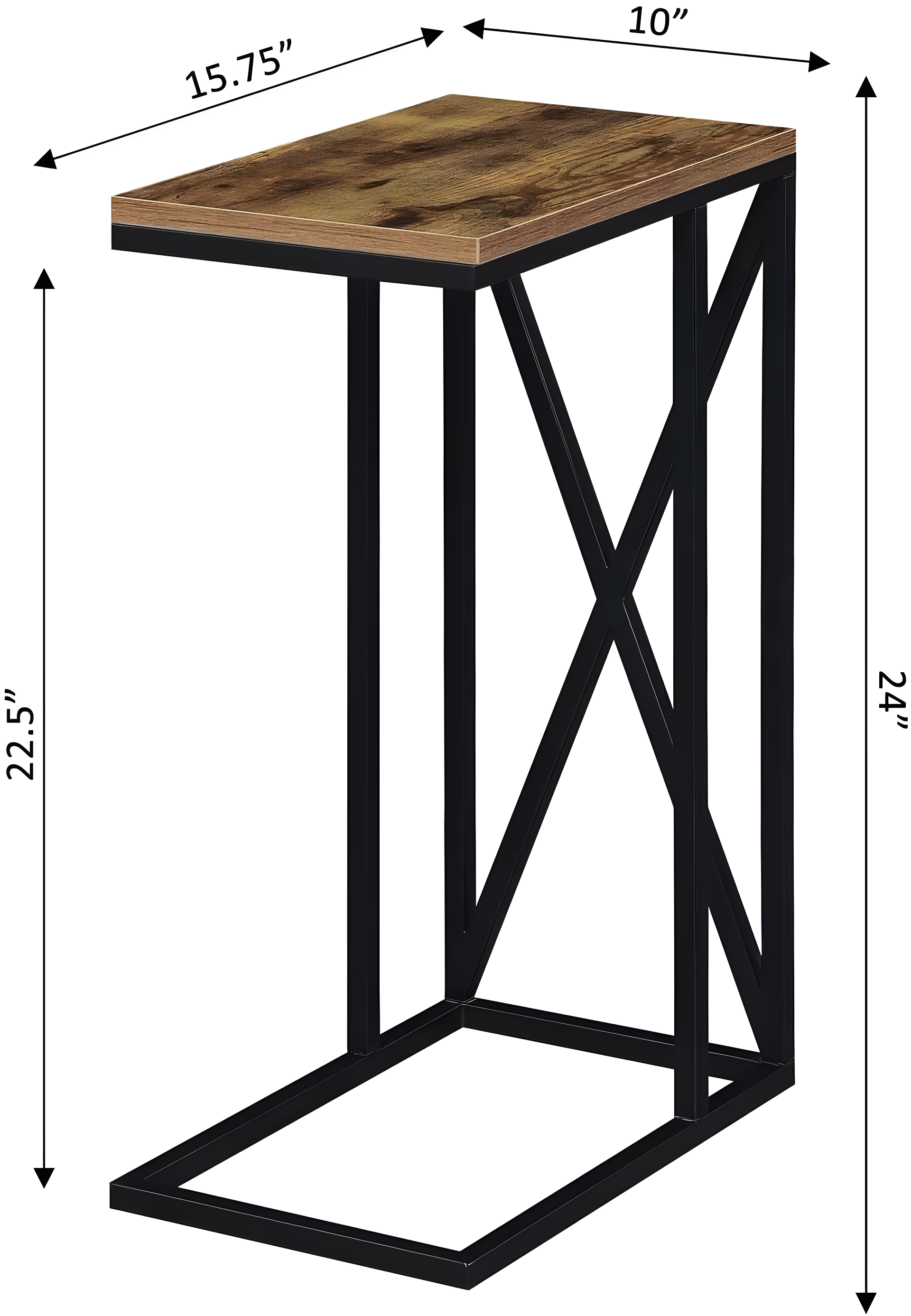Convenience Concepts 161861BDWBL 15.75 x 10 x 24.25 in. Tucson C End Table, Brown Wood with Black