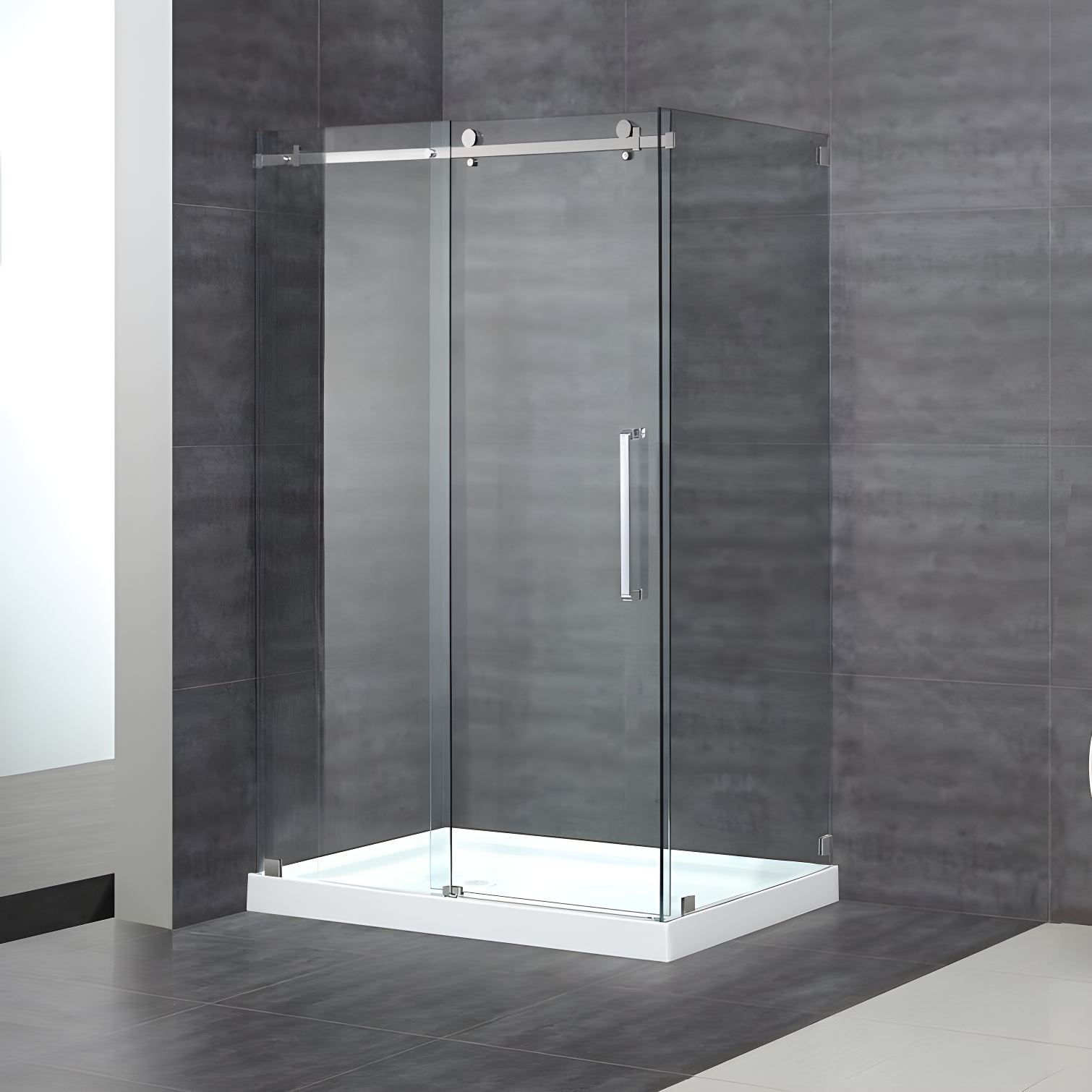 Moselle 44" x 77.5" Rectangular Sliding Shower Enclosure with Base