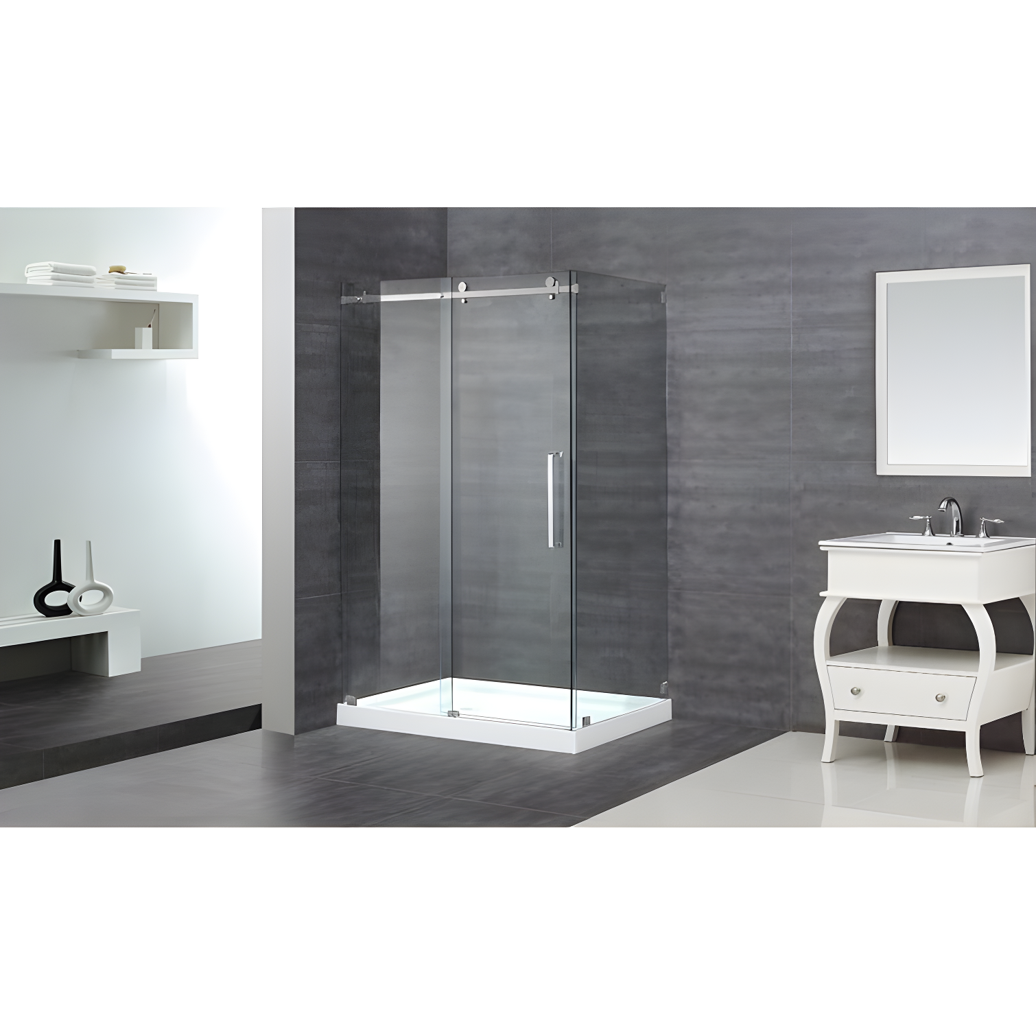 Moselle 44" x 77.5" Rectangular Sliding Shower Enclosure with Base