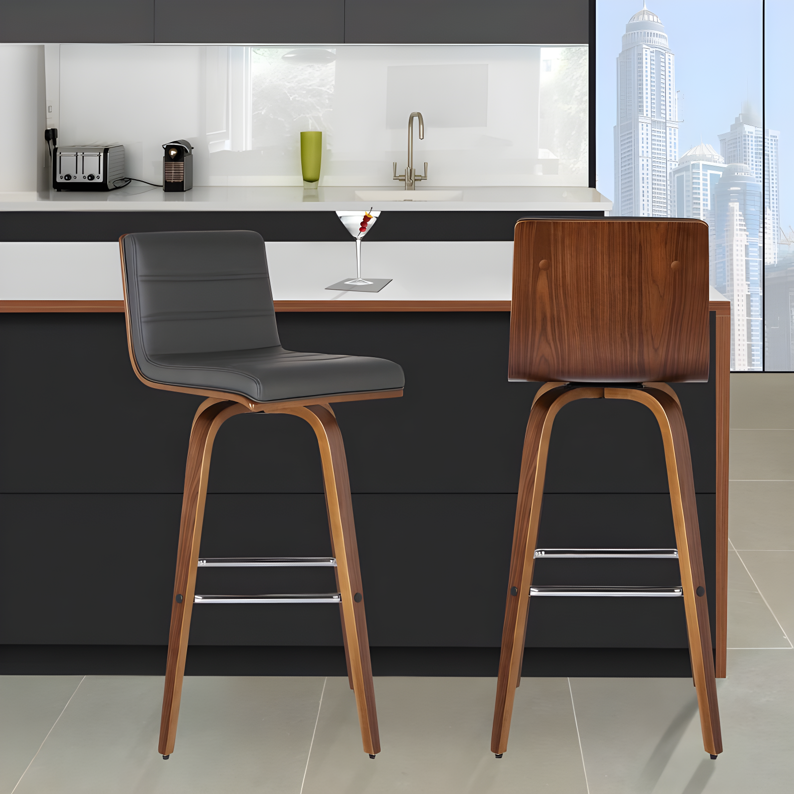 30" Vienna Faux Leather Barstool - Armen Living