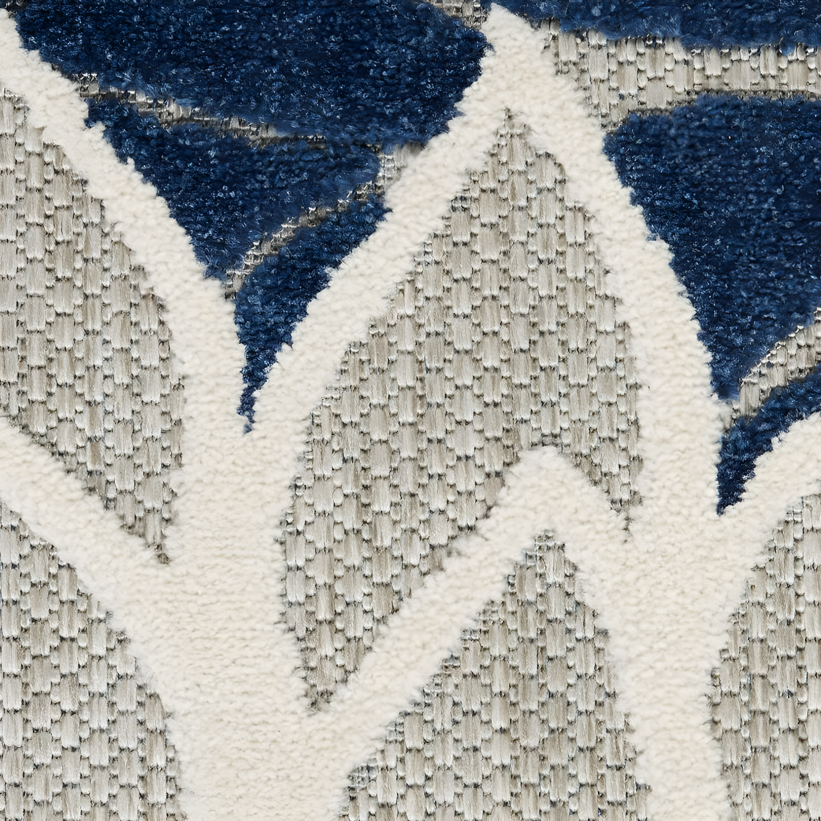 Nourison Aloha Floral Bloom Flatweave High-Low Indoor Outdoor Area Rug Ivory/Navy 7'10" x 10'6"