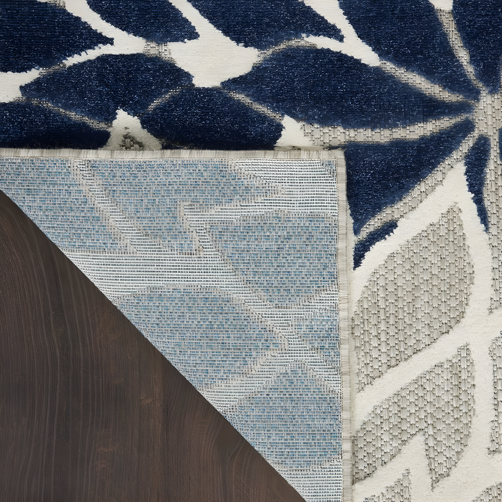 Nourison Aloha Floral Bloom Flatweave High-Low Indoor Outdoor Area Rug Ivory/Navy 7'10" x 10'6"